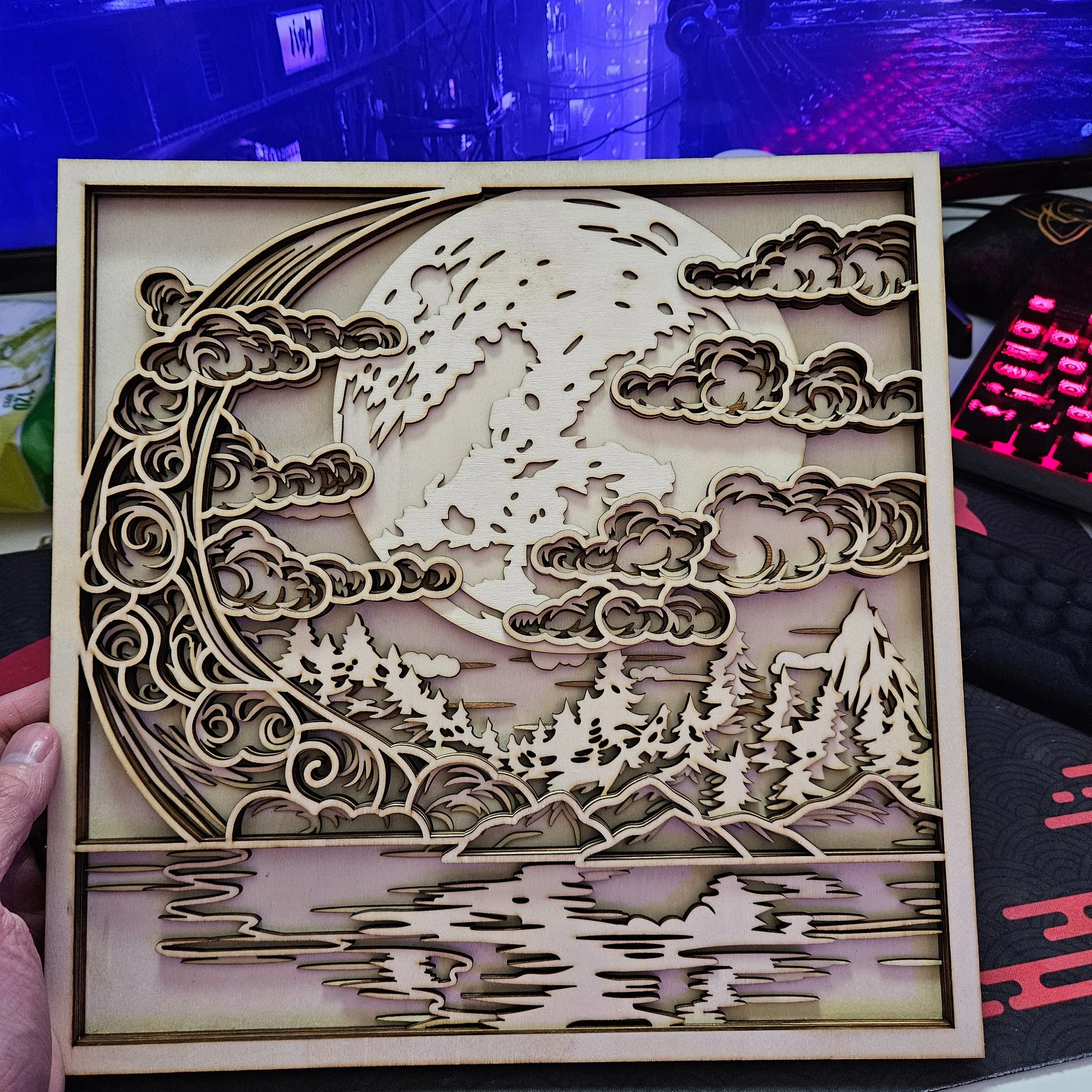 Moonlit Night - Layered art piece, Unpainted.