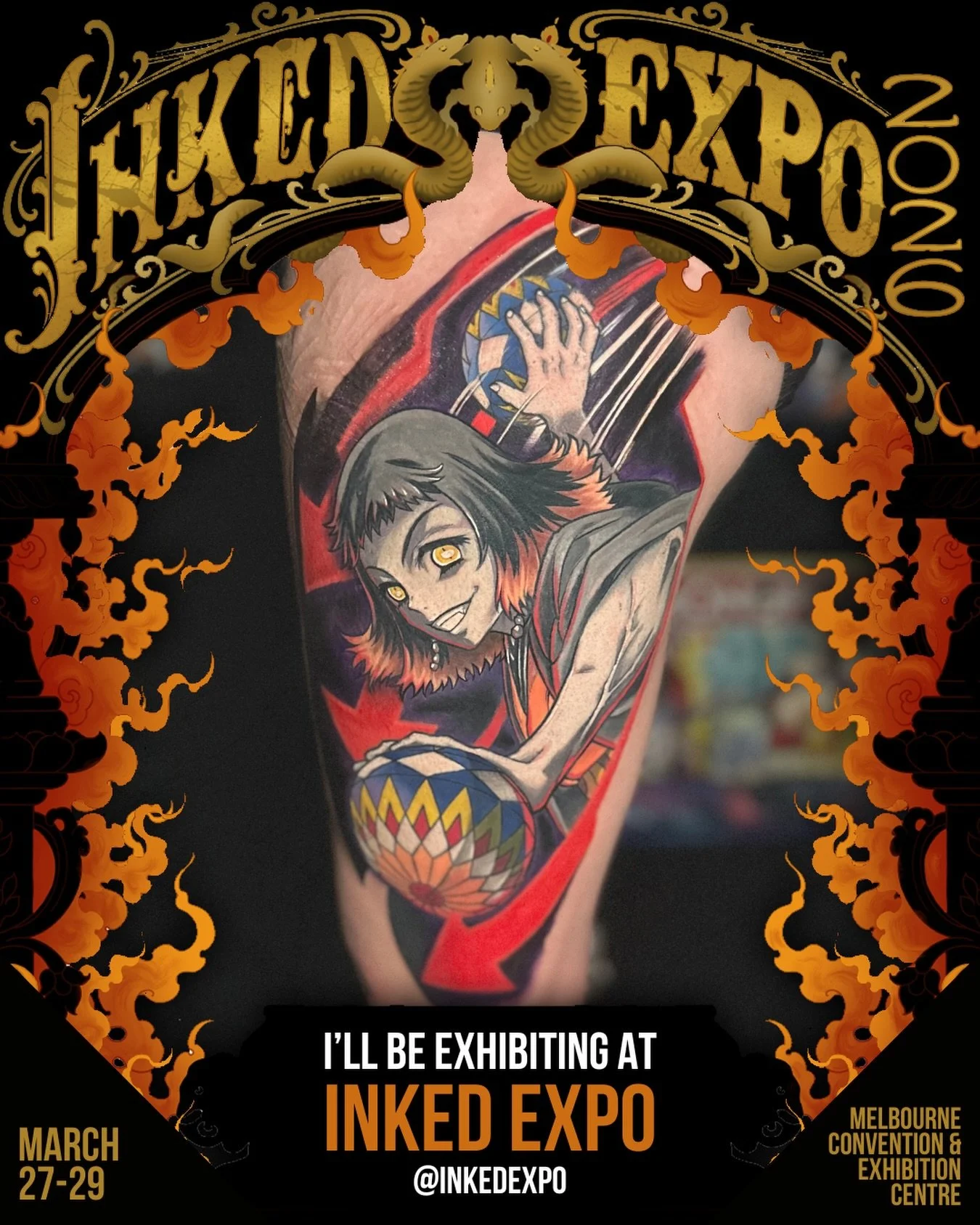 Melbourne!!
March 27-29th 2026 I&rsquo;ll be tattooing at the epic Inked Expo at the Melbourne Convention Centre. 
I&rsquo;m looking for some human canvases to get inked up over the weekend so if you&rsquo;re interested then get at me. First expo in 