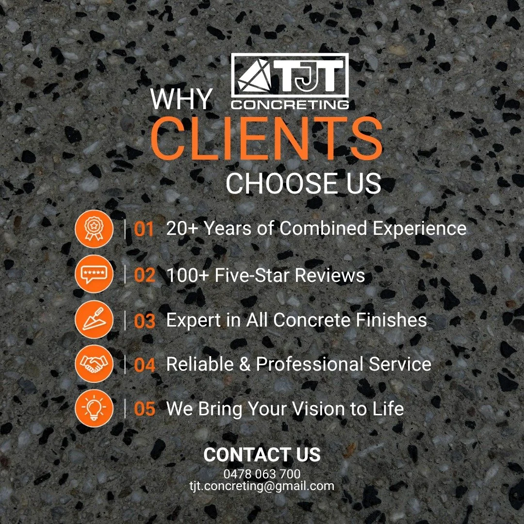 Looking for experienced concreting services in Melbourne&rsquo;s South Eastern suburbs? TJT Concreting is family owned, trusted, and focused on quality work.

Visit our website

#FamilyOwned #Melbourne #ConcretingServices #TrustedLocalBusiness