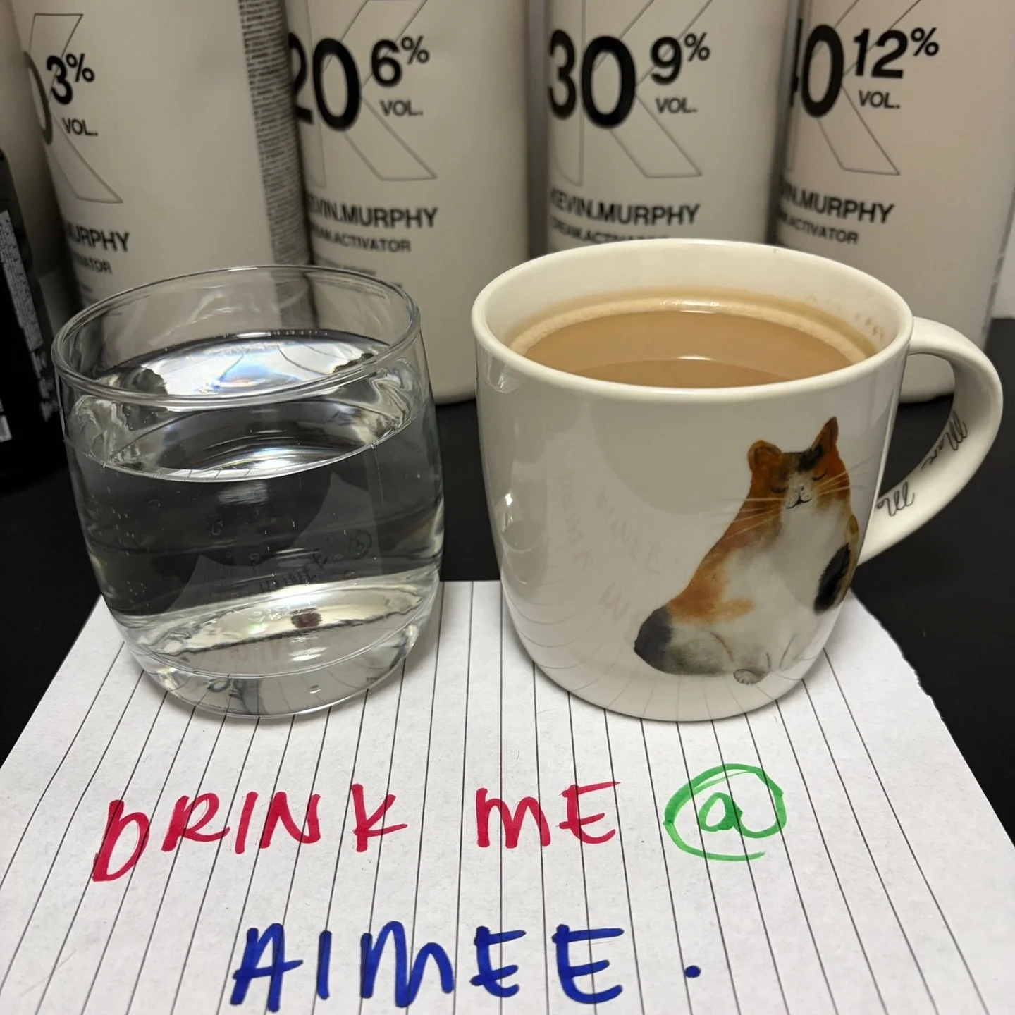 The Hairdresser hydration schedule:

Gotta love my love notes from @danica_bhavasalon 💕

10am: fresh coffee gone cold 
2pm: emotional support water.

#bhavasalon #hairdresserlife #salonlife #workwife