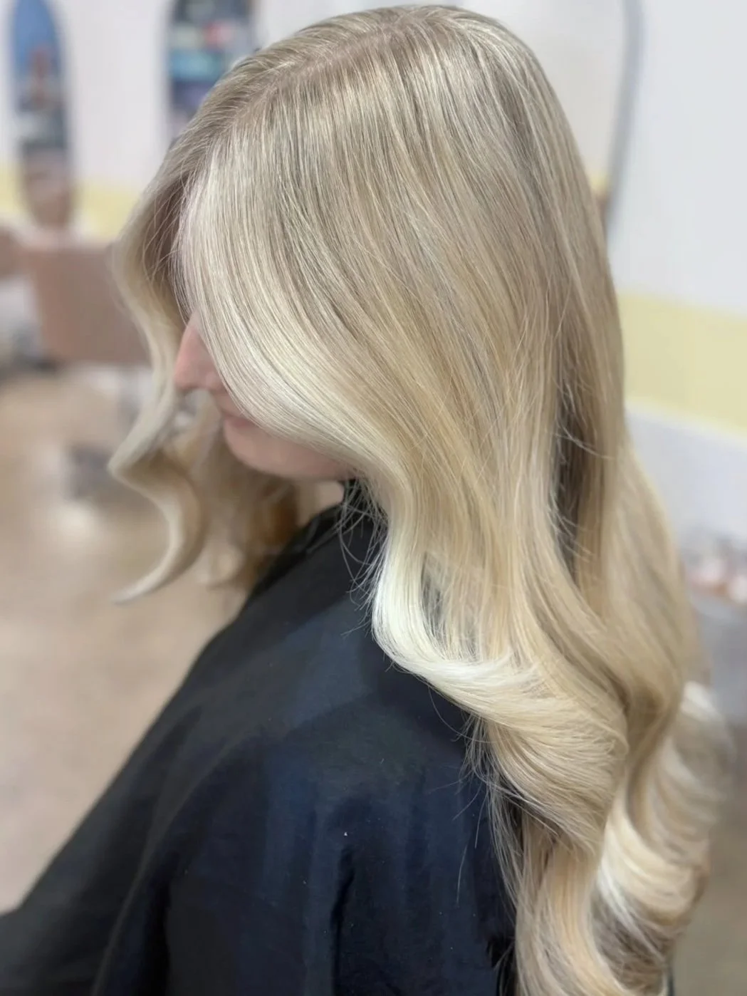 Blonde focal colour blonde hair long hair face frame bright blonde brisbane 