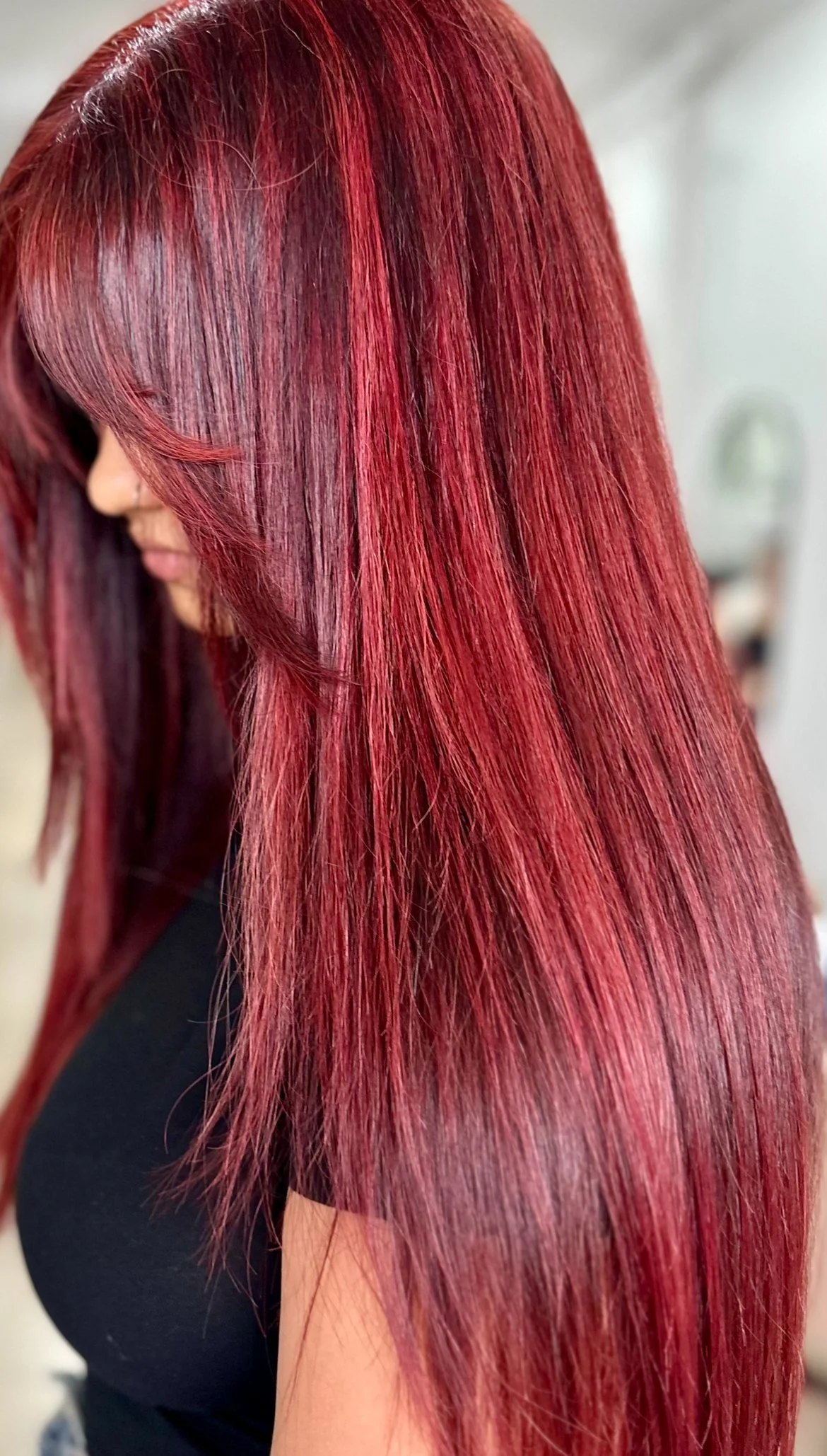 keratin treatment on long straight hair. Smoothing treatment. Teneriffe, Brisbane. Bhava Salon.