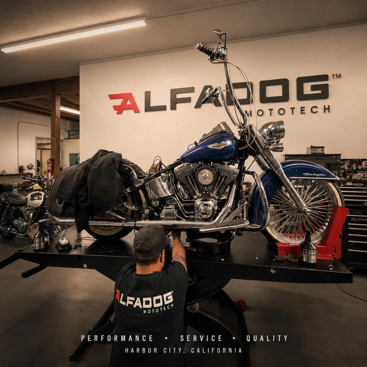 Call/Text 323-636-3387 to book or get a quote! 

1431 W. 260th Street, Unit A
Harbor City, CA 90710
www.alfadogmototech.com

Supported Equipment:
Street, Dirt, ATV, UTV, Scooters, Trikes, SxS, and more
