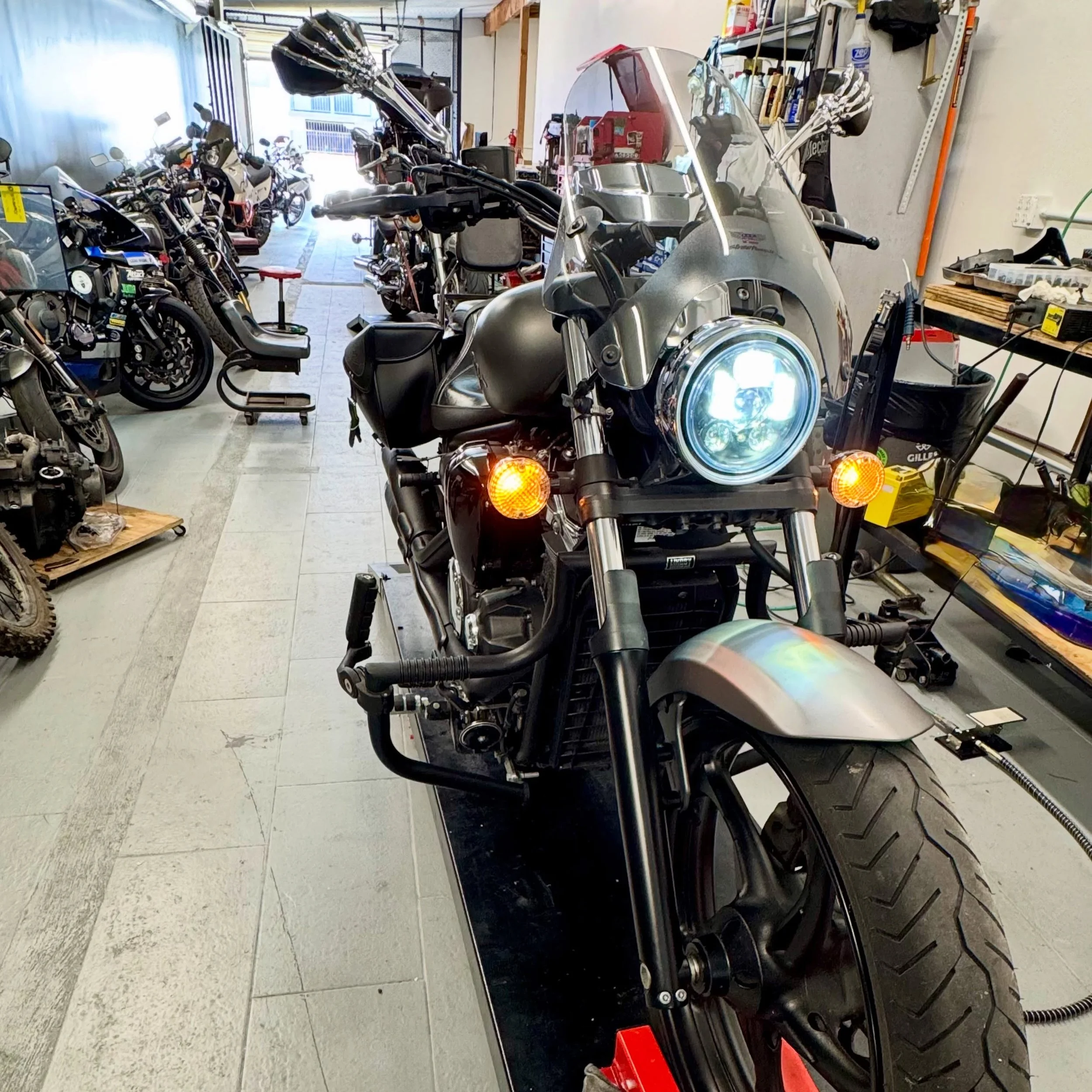 This 2015 Yamaha XVS1300 Striker had been sitting for over a year and would not start. Initial inspection showed the fuel pump operating intermittently, but it was repeatedly blowing the fuel pump fuse.

We replaced fuel pump, did an oil/filter servi