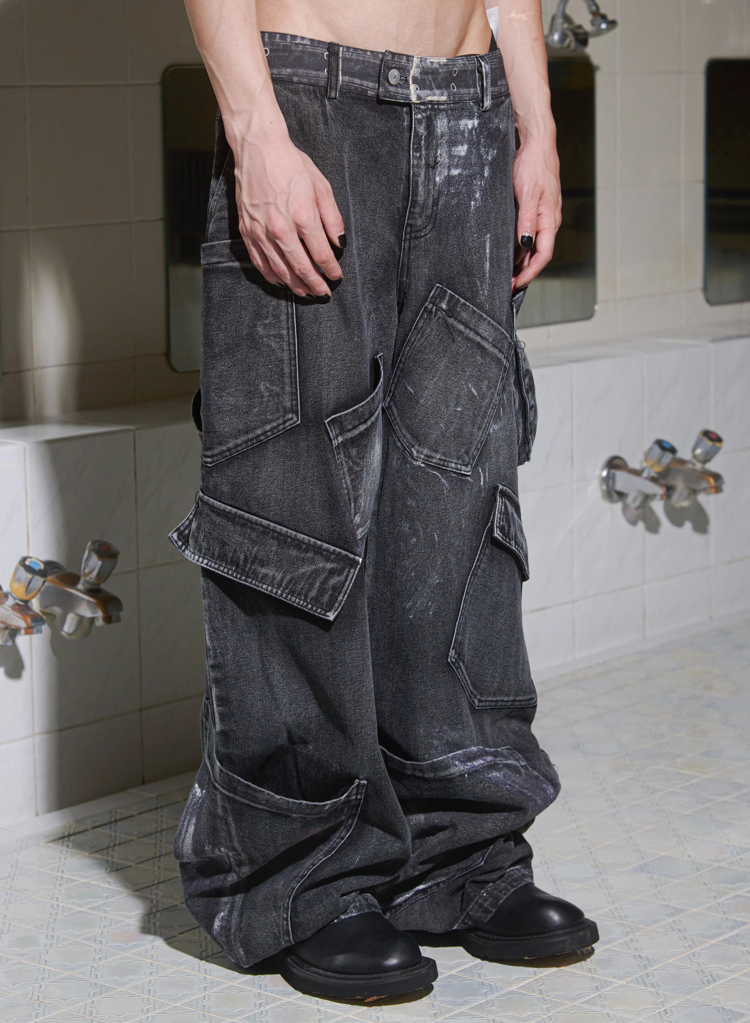 Wild Patched-Pocket Cargo Jeans