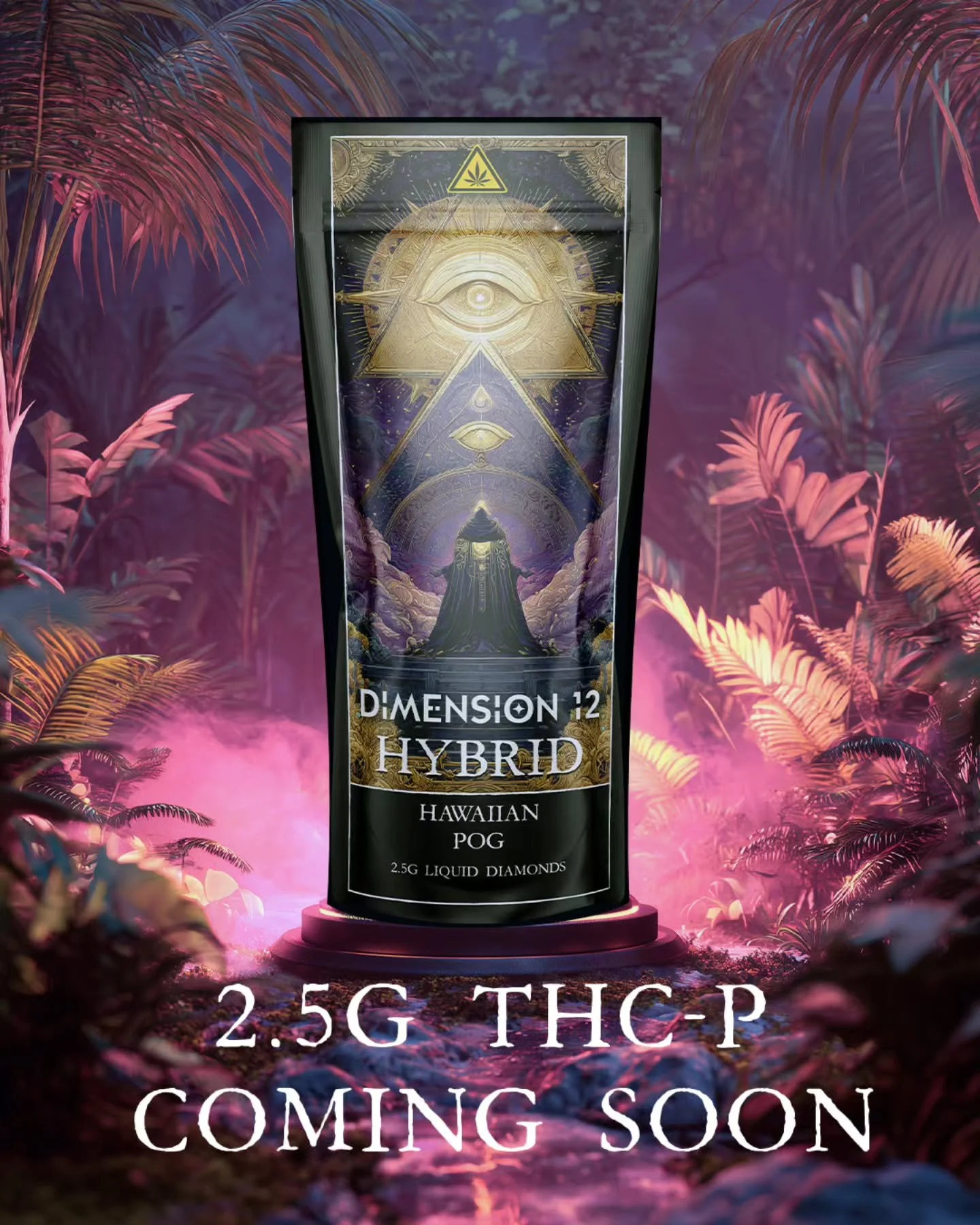 Island energy in every pull. The new 2.5g Hawaiian POG THC-P device is now Florida compliant and crafted for tropical highs. #Dimension12 #THCP #FloridaCompliant