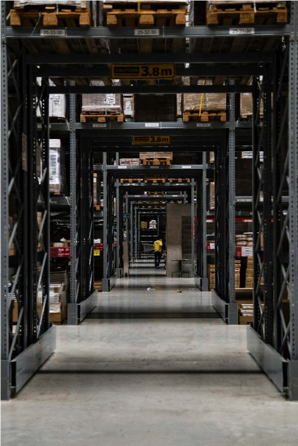 Pallets of surplus payment terminal hardware ready for remarketing and asset recovery.