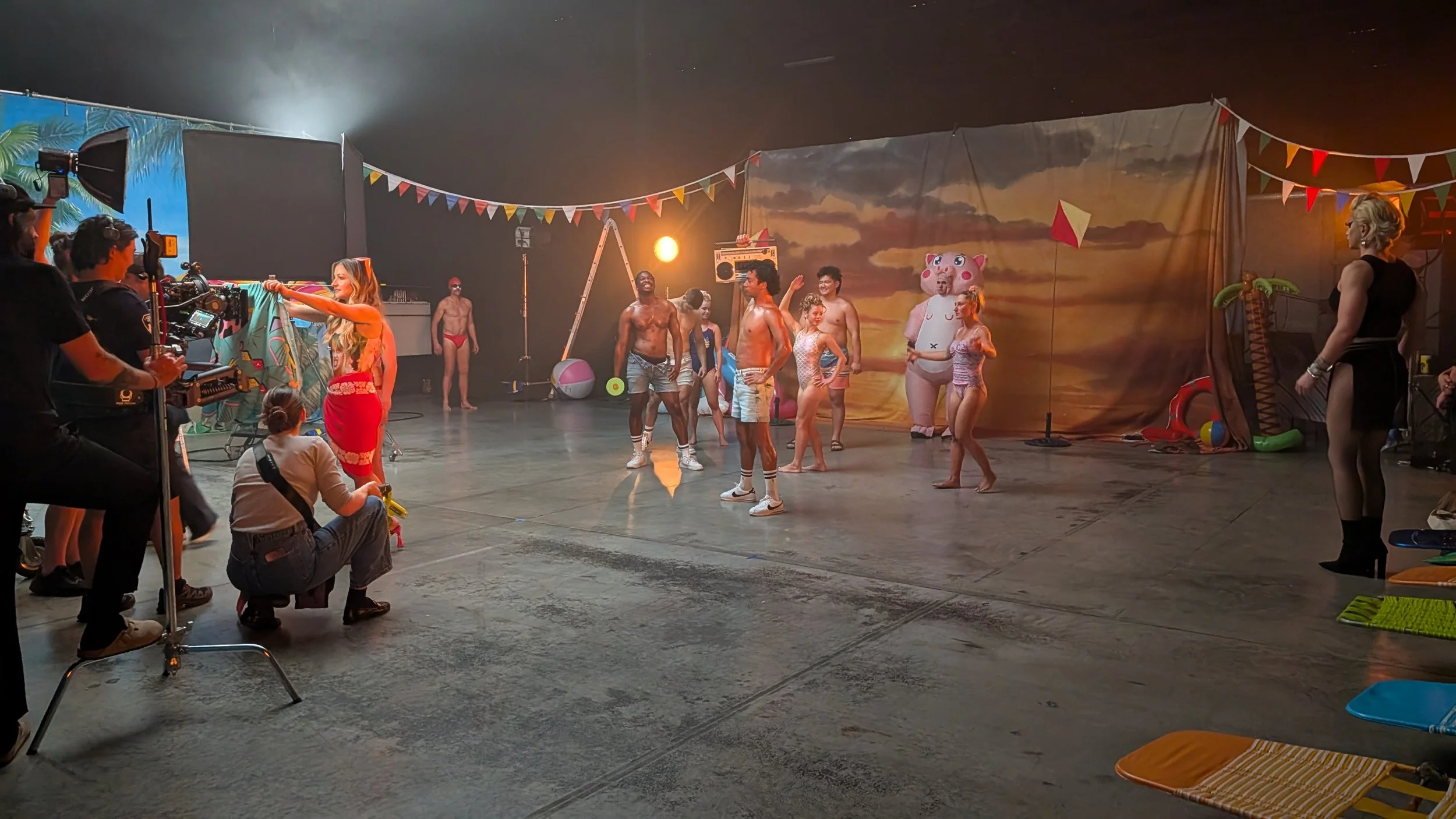 A live take in progress during filming of Kate Miller-Heidke's Holiday music video.