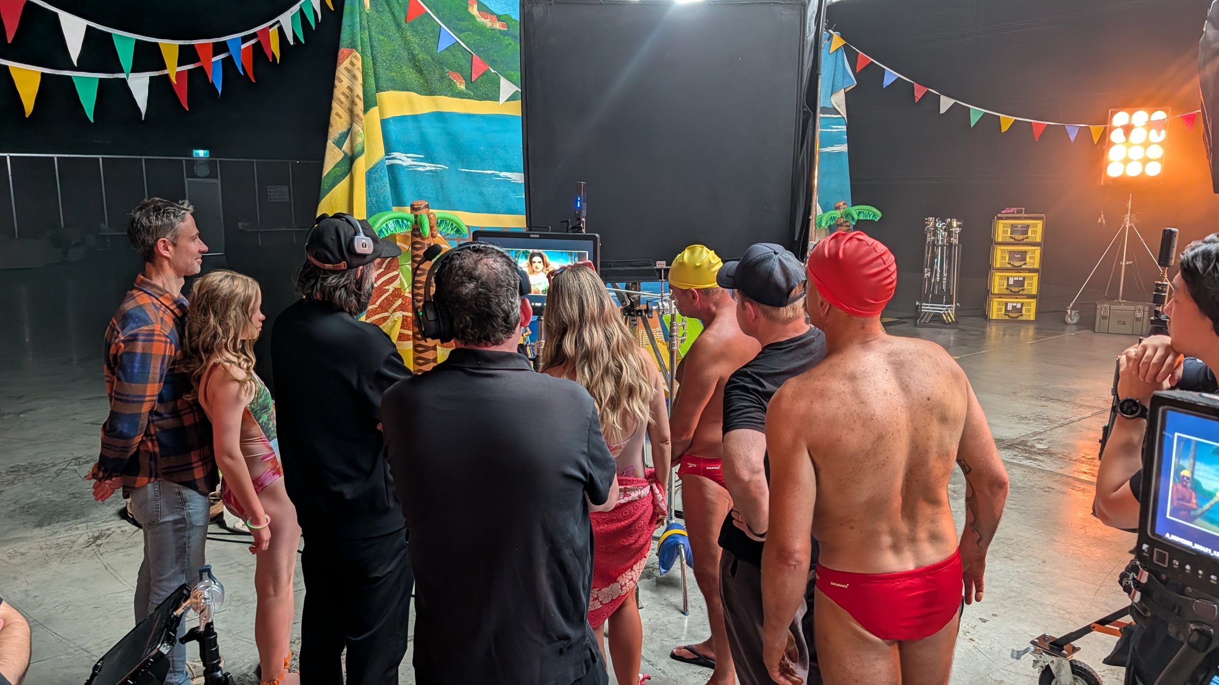 One of my favourite moments from the day. Cast and crew watching a take during filming of Holiday. On the left is Mini Kate with her dad. It was their first time on set and she completely owned it. All sass, confidence and charisma. I have a feeling 