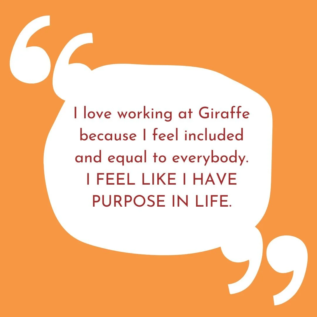Quote from trainee, who says they love working at Giraffe