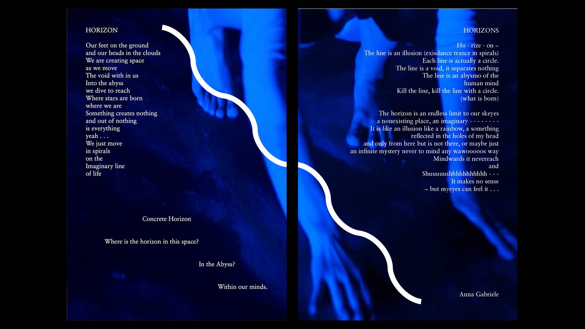 Anna Gabriele, Jesse Hogan
HORIZONS // tracing the line in circles
2017
___
performance video, installation
booklet extract