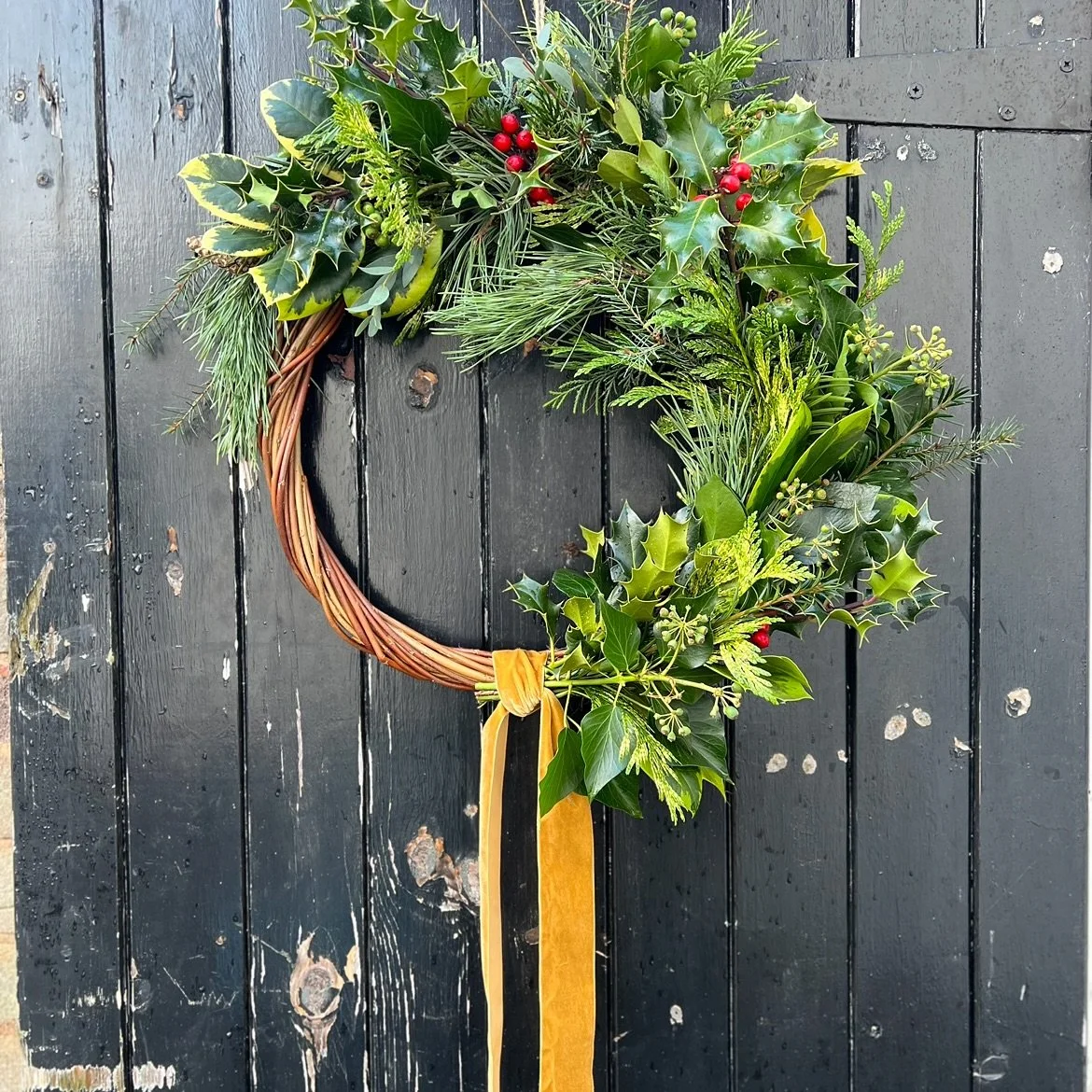 I have some limited slots for making and delivering bespoke wreaths this year, let me know if you would like one made especially for you, I have lots of different ribbons and adornments you can choose from, I&rsquo;ll be delivering first week of Dece