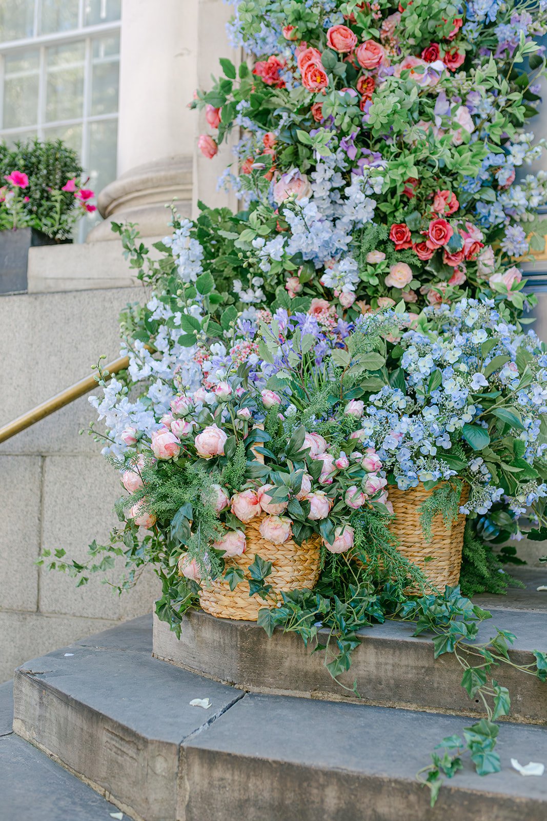 Layered floral composition at Chelsea in Bloom by Luby Hart Design