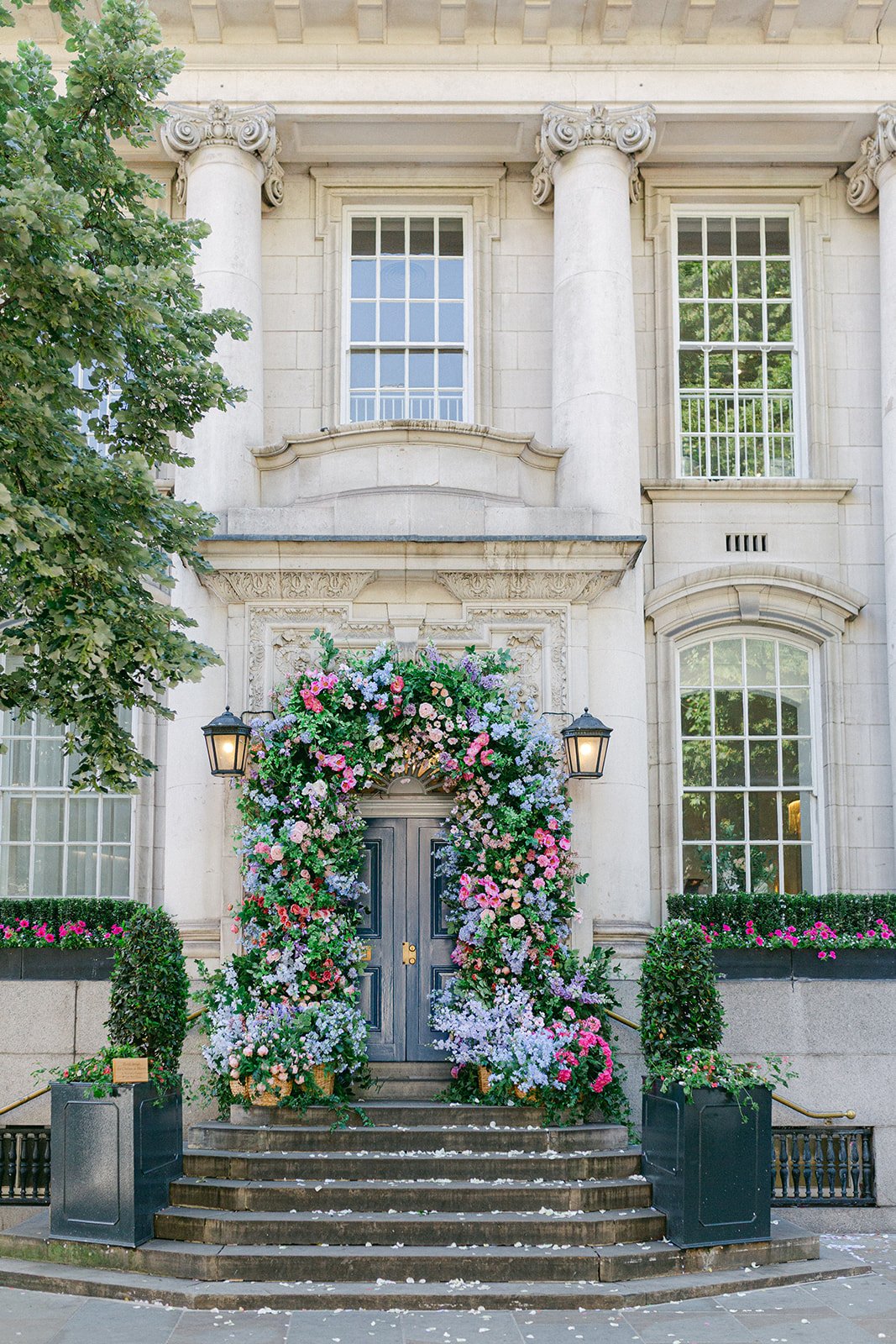 Chelsea in Bloom storefront floral display with cascading blooms
