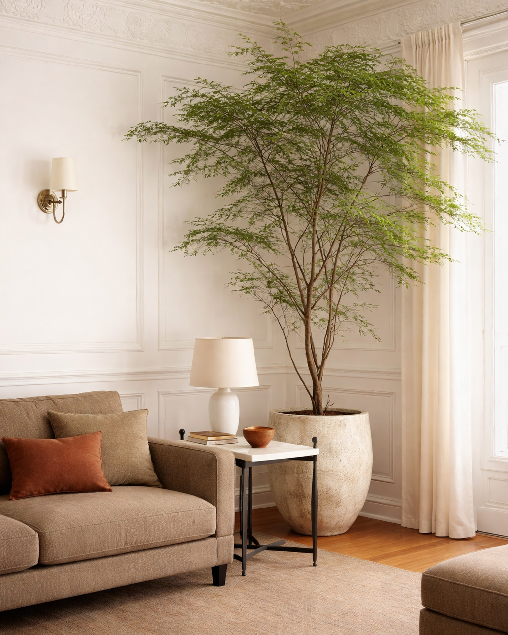 Interior design scheme with integrated botanical planting