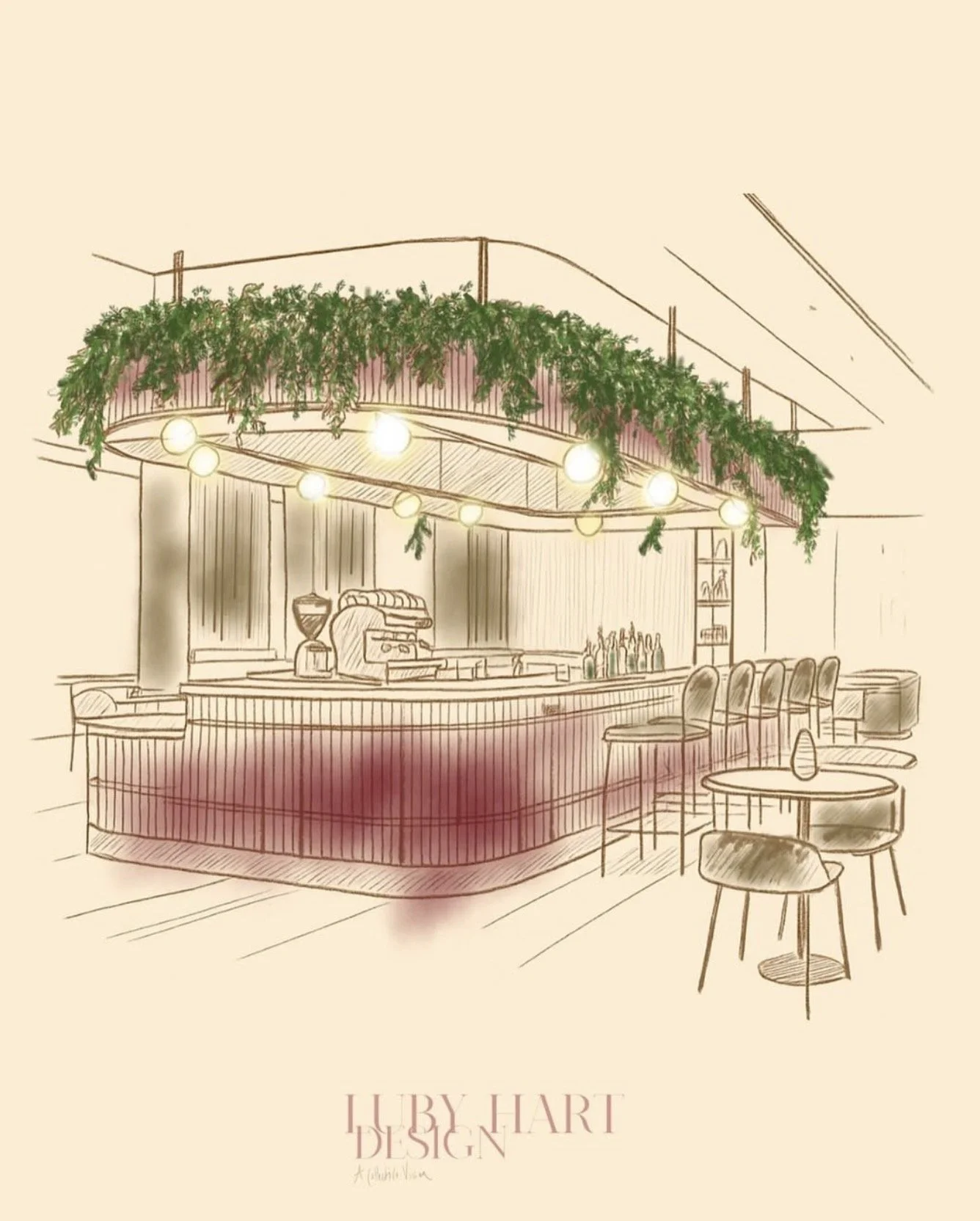 concept drawing for botanical installation by Luby Hart Design