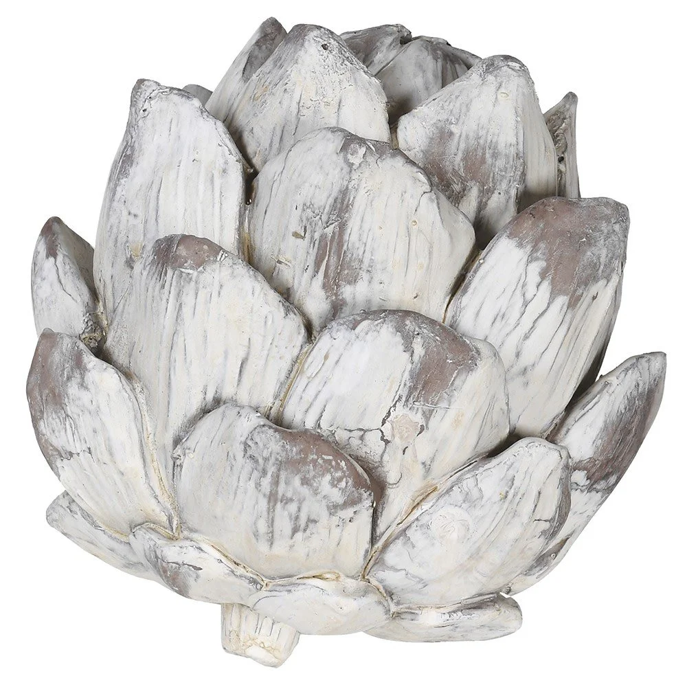 Distressed White-washed Artichoke Ornament