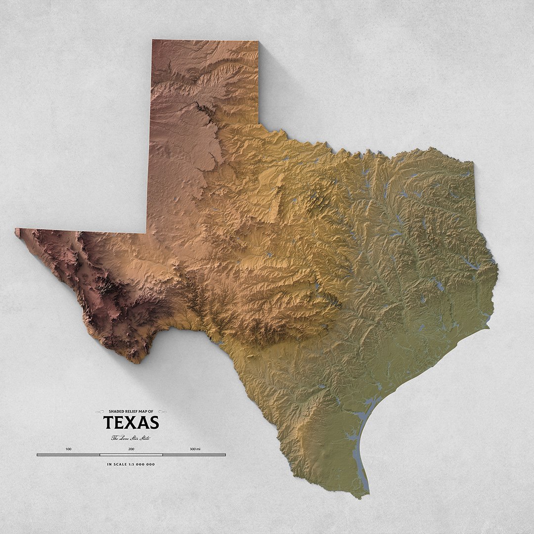 State of Texas map poster (24x18 inches)