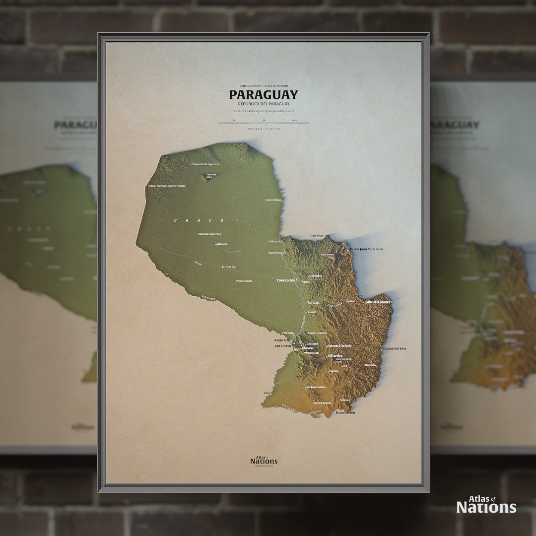 Paraguay shaded relief map