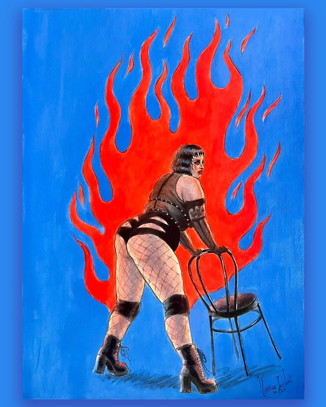 En llamas y bailo. Téc. mixta s/papel, 2024