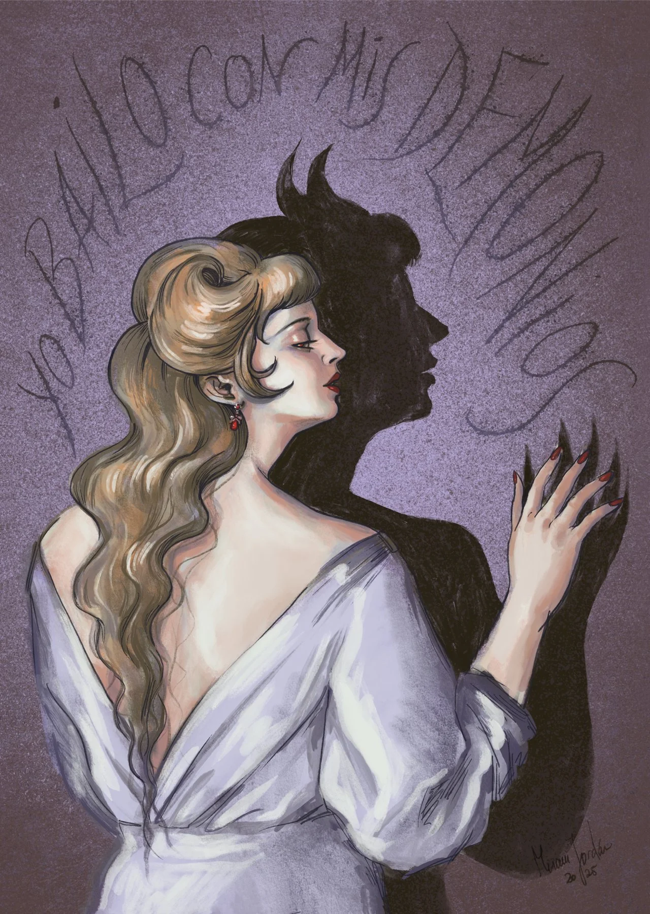 Yo bailo con mis demonios. Ilustración digital, 2025