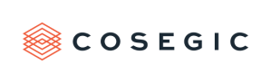Cosegic logo with an orange hexagon icon and black text