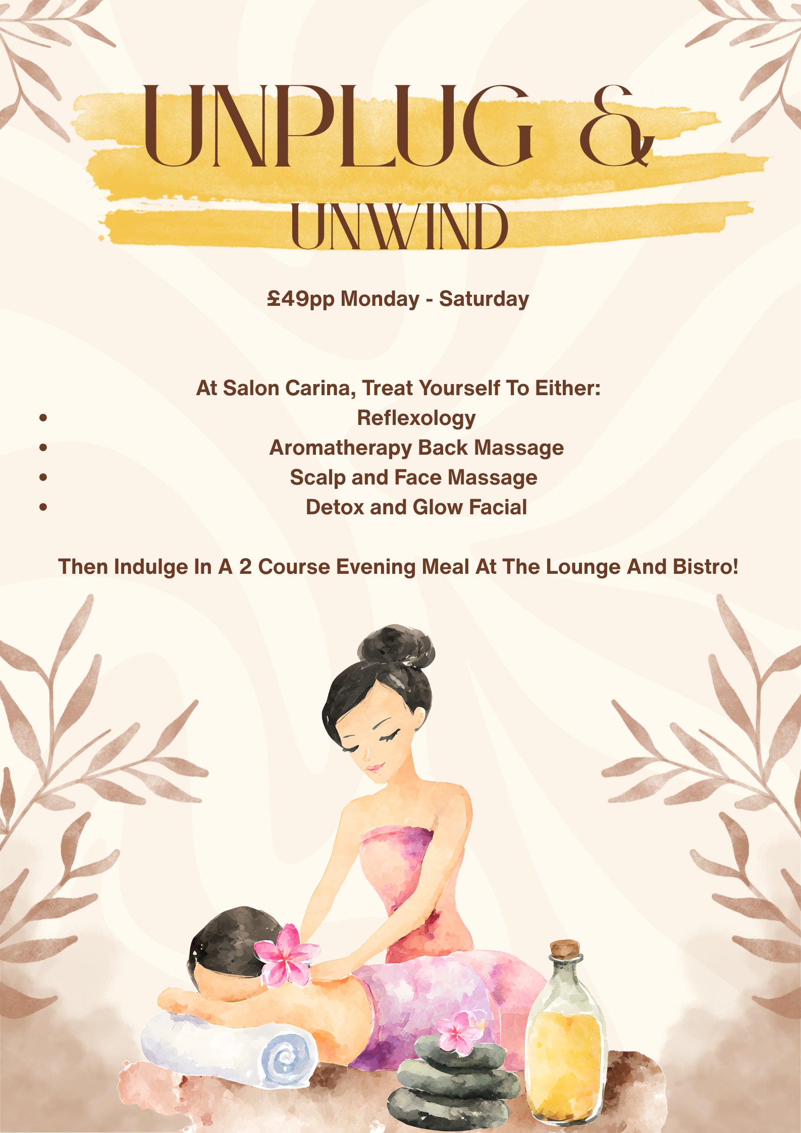 Brown Yellow and Cream Watercolor Spa Poster.png