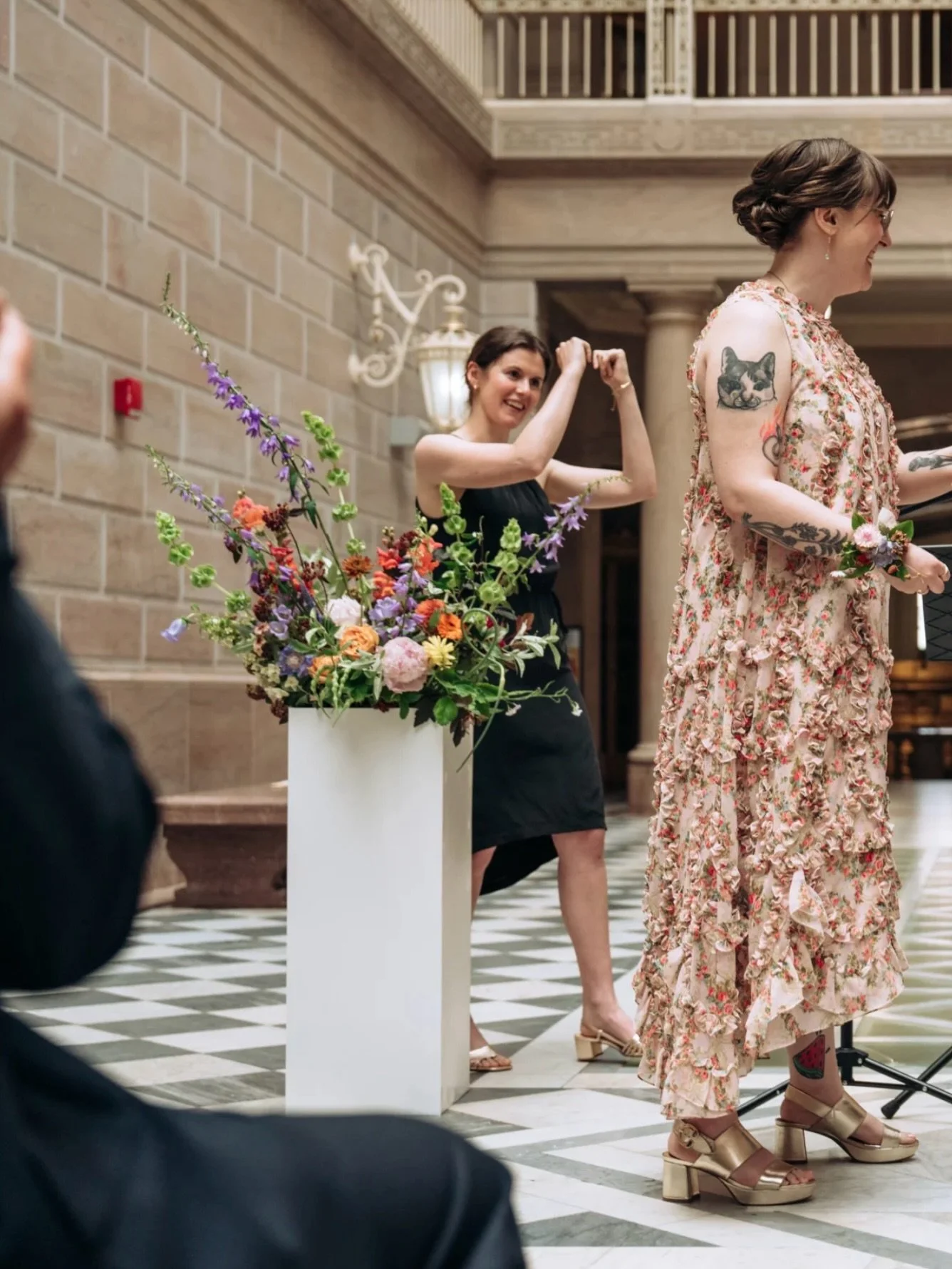 Vibrant color, pure joy, a love you could feel from everyone in the room&hellip; and low key the best dressed wedding posse 💕💃🏼🦚
S&amp;J made their day their own, with whimsical and bright floral details highlighting their personalities at every 