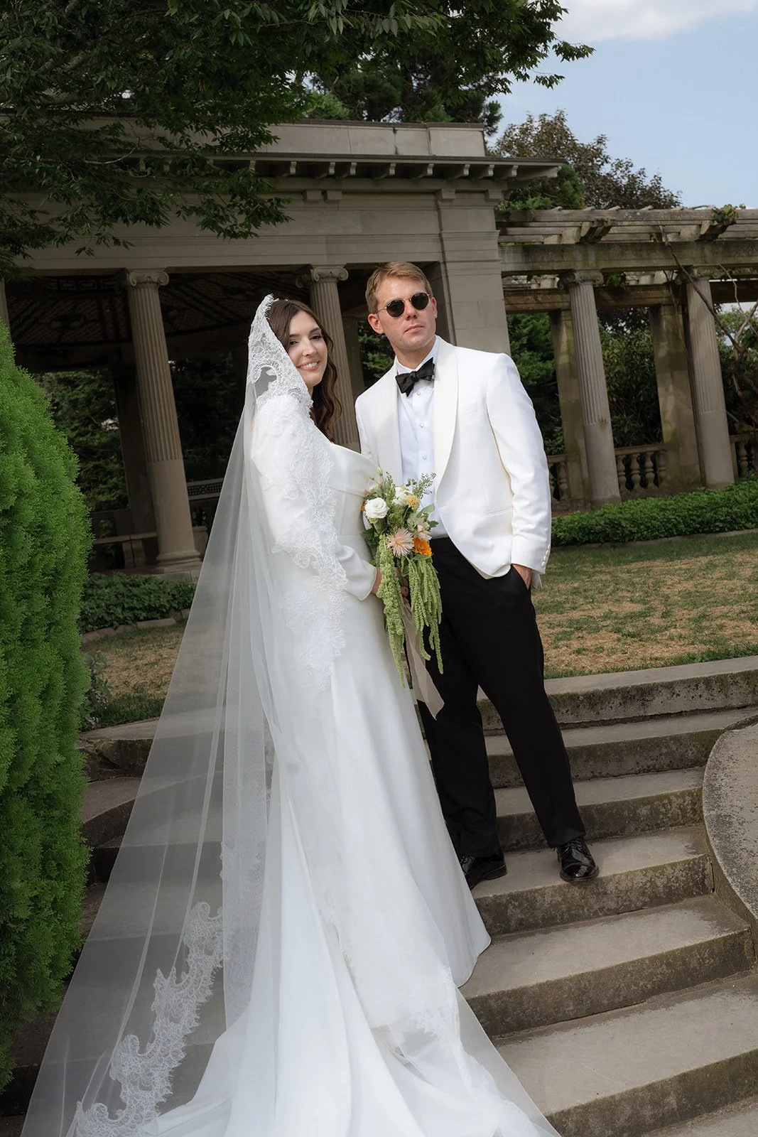 Wedding portrait at Eolia Mansion for a late summer coastal connecticut wedding