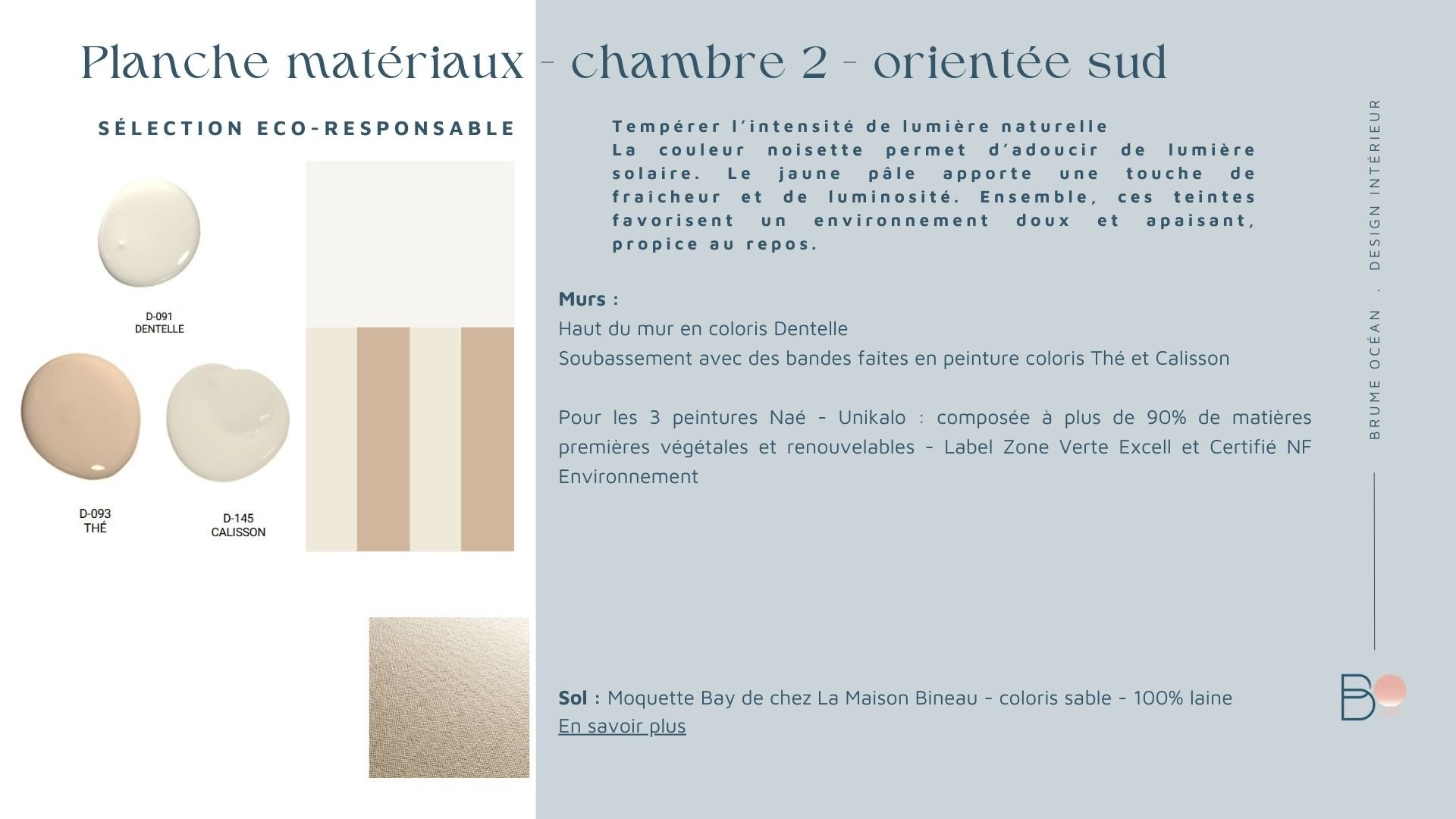 Chambre d'enfant bord de mer avec déco éco-responsable - planche matériaux