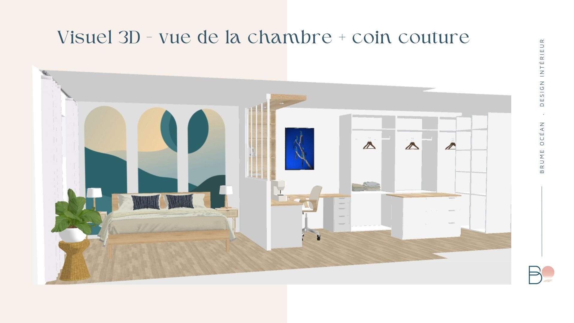 atelier de couture maison contemporaine Riantec
ilot dressing multifonction atelier couture
palette couleur moderne suite parentale lumineuse