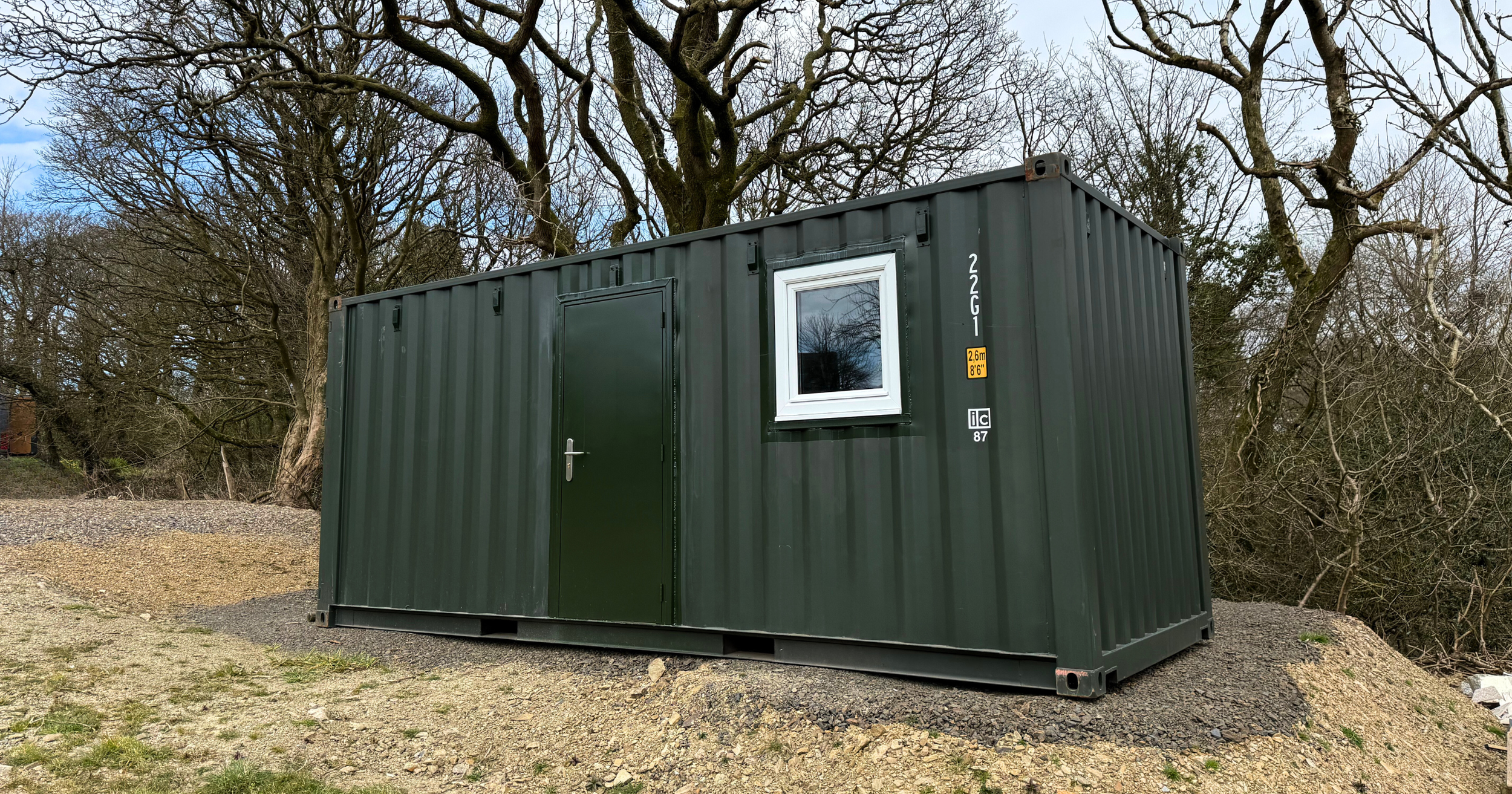 A converted 20ft container sold, with a personnel door and window fitted delivered to Narberth, Pembrokeshire.