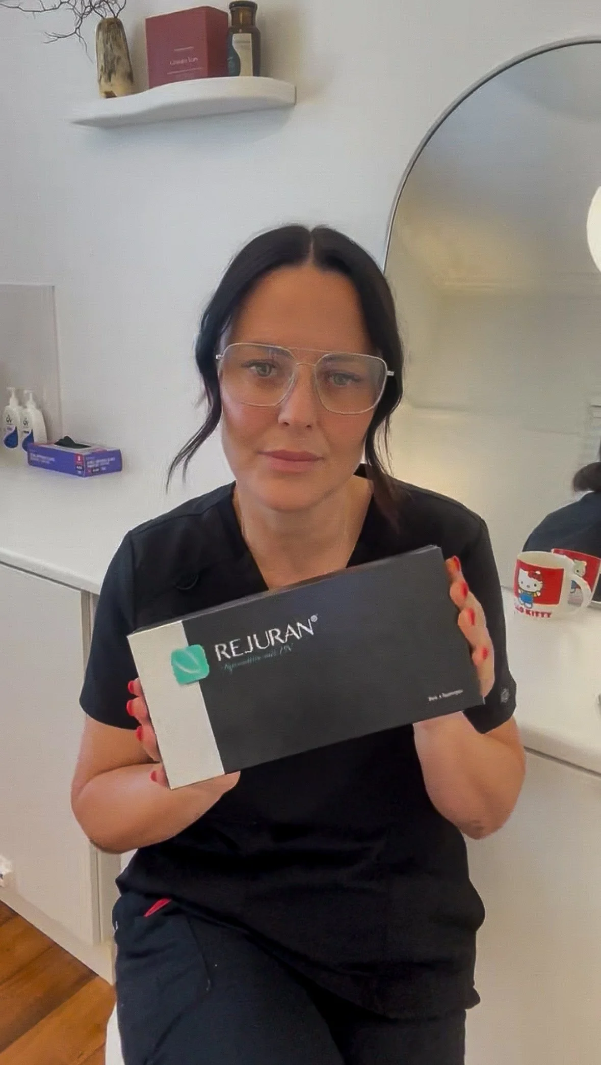 cosmetic nurse educating about Rejuran polynucleotide DNA optimising technology derived from salmon