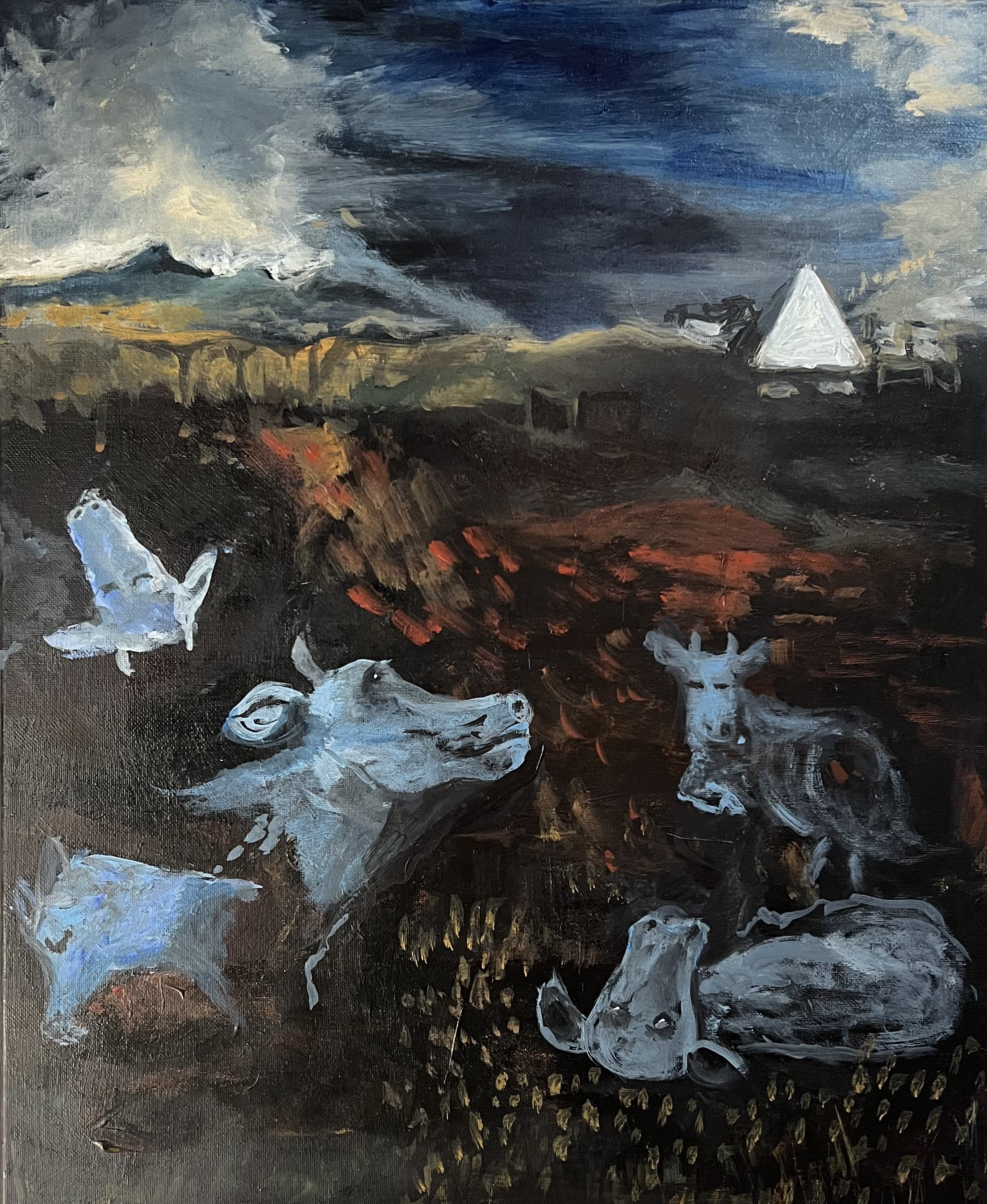 Dying Beasts 4th Plague Acrylic on Canvas