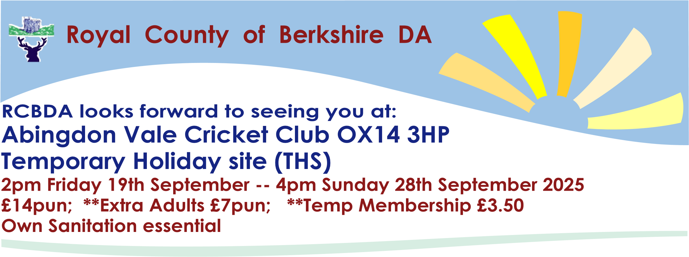 Friday 19th - Sunday 28th September  £14 pun  **Extra Adults £7 pun **Temp Membership £3.50