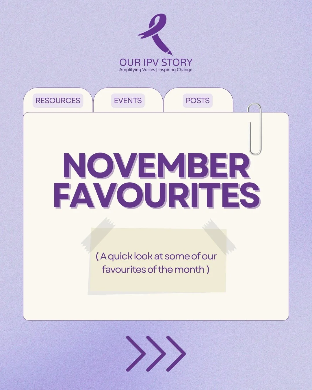 💜 A recap of our favourites for the month of November. 

#EndIPV 
#EndDV 
#SupportingSurvivors