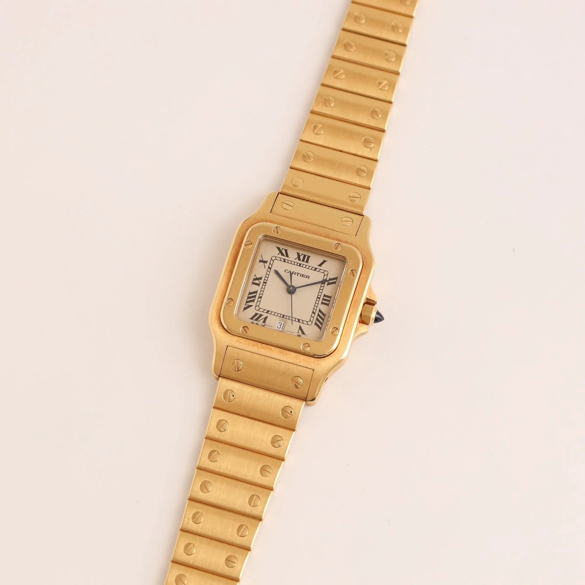 1990s Mint Cartier Santos Galbée 18K 887901 "Or Massif" Cream Dial.jpg