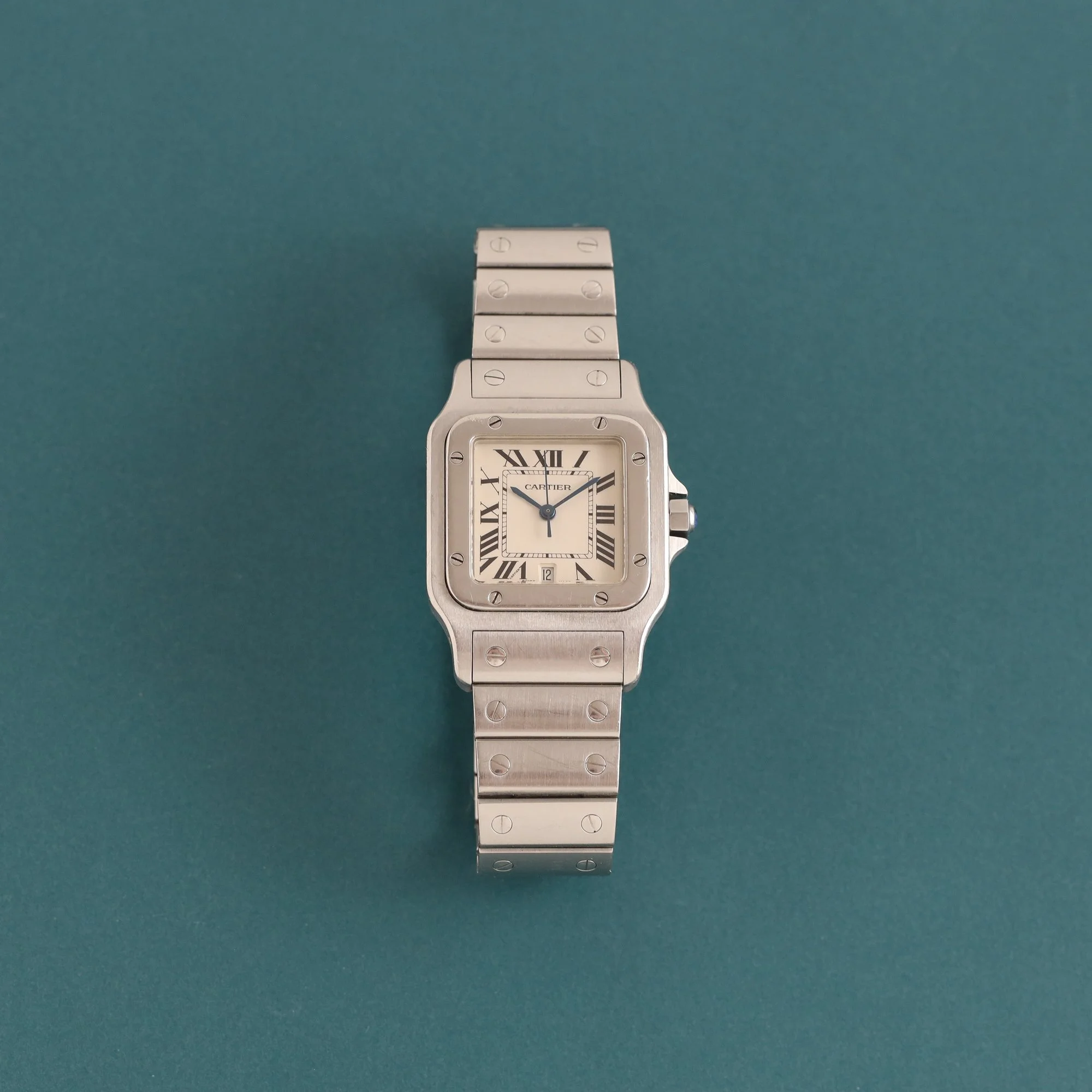 2003 Unpolished Cartier Santos Galbée Large Model 1564 "Ivory" Dial Mega Fullset