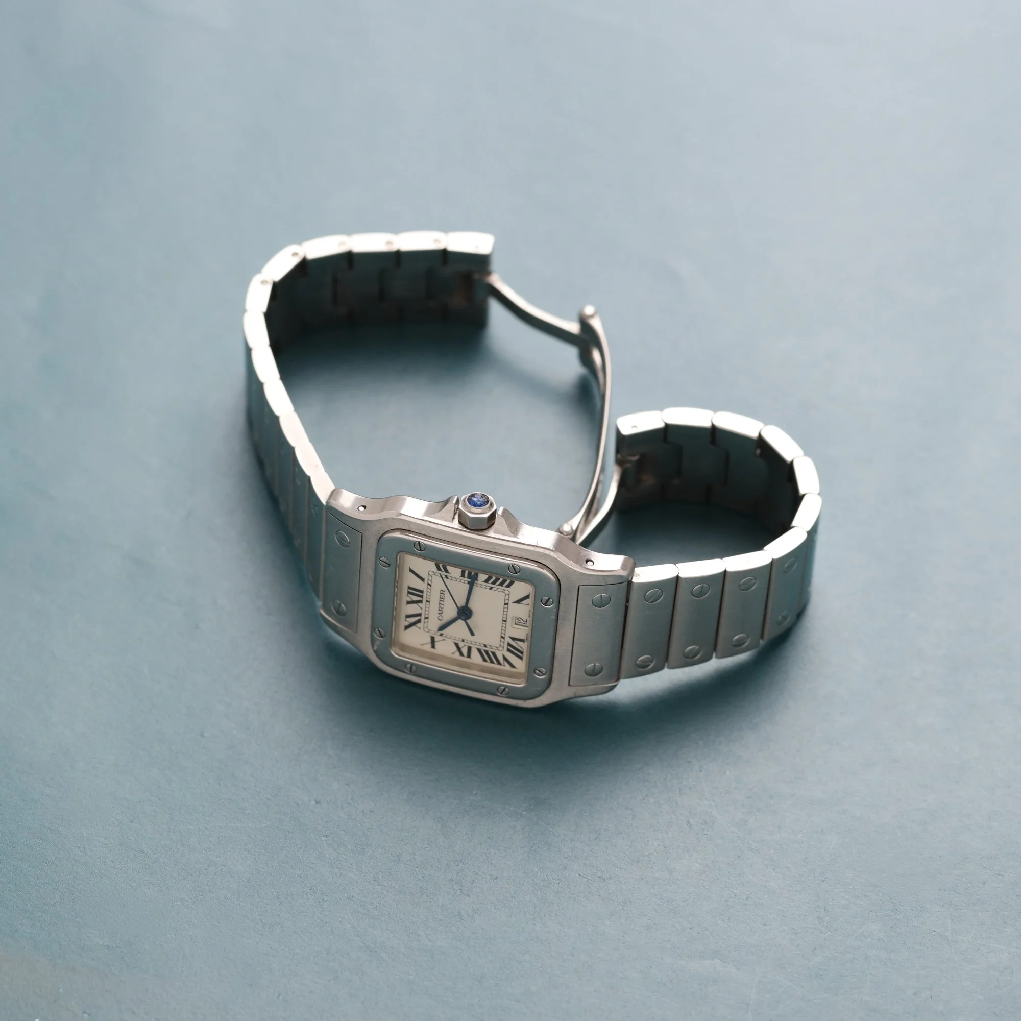 2003 Unpolished Cartier Santos Galbée Large Model 1564 "Ivory" Dial Mega Fullset.jpg