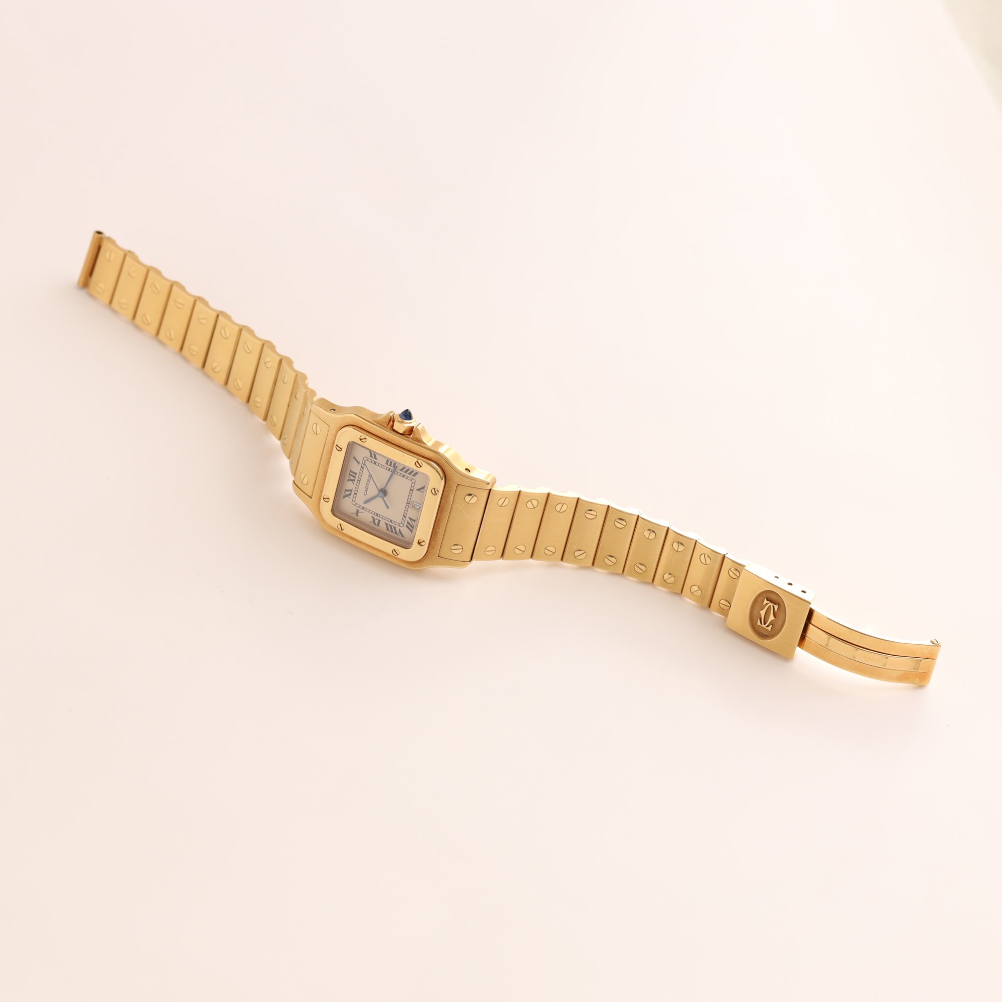 1990s Mint Cartier Santos Galbée 18K 887901 "Or Massif" Cream Dial.jpg