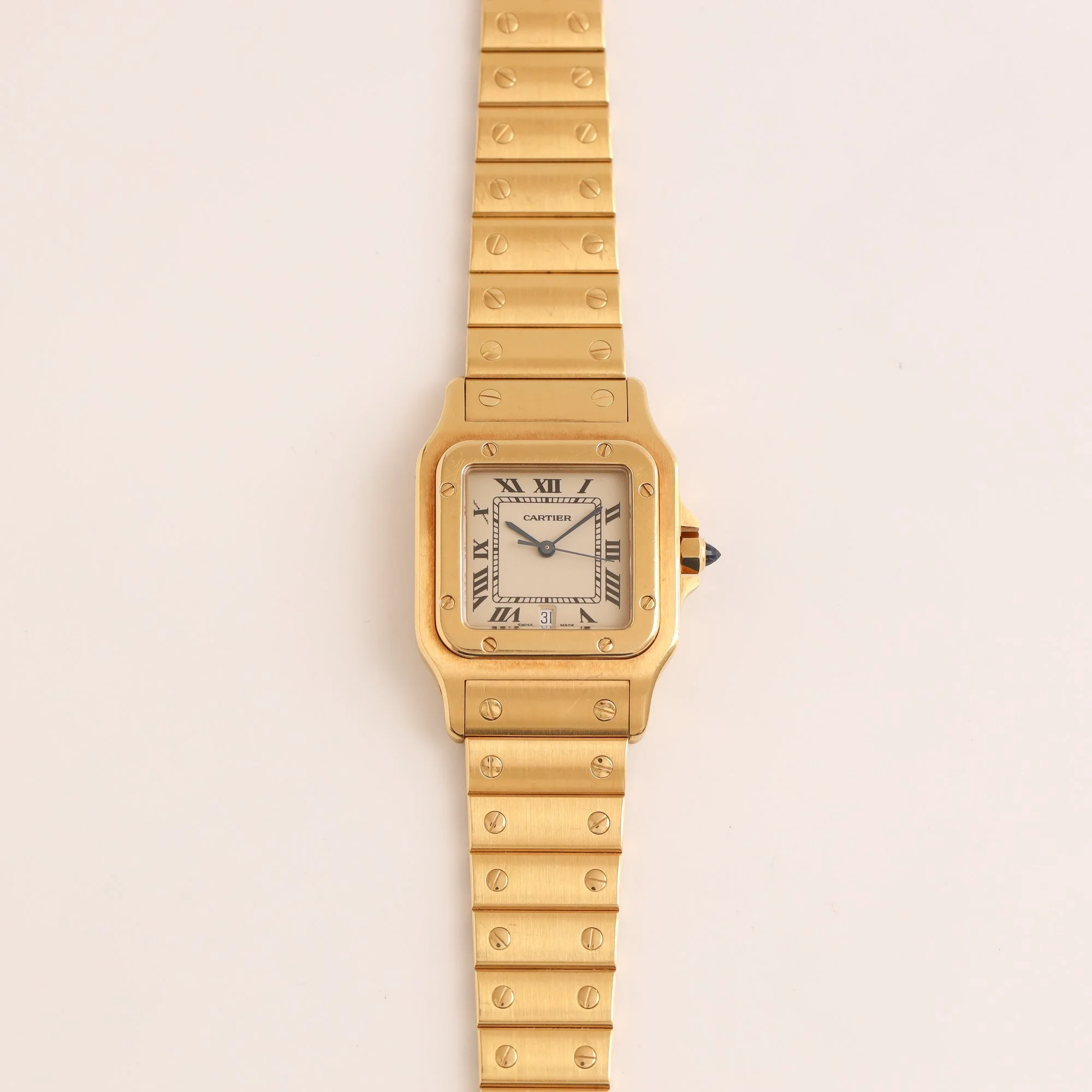 1990s Mint Cartier Santos Galbée 18K 887901 "Or Massif" Cream Dial.jpg