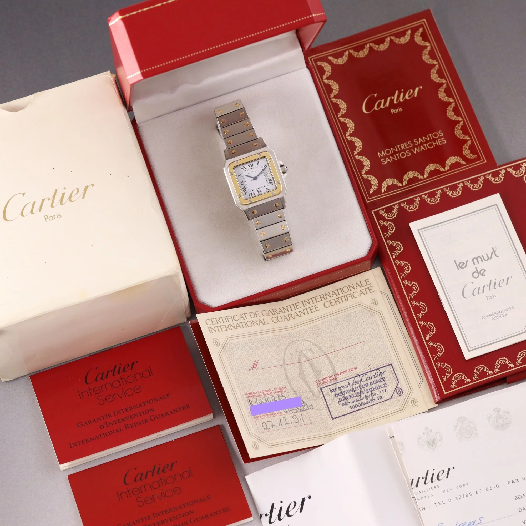1991 Unpolished Cartier Santos Carrée 2961 Mega Fullset + New Service.jpg