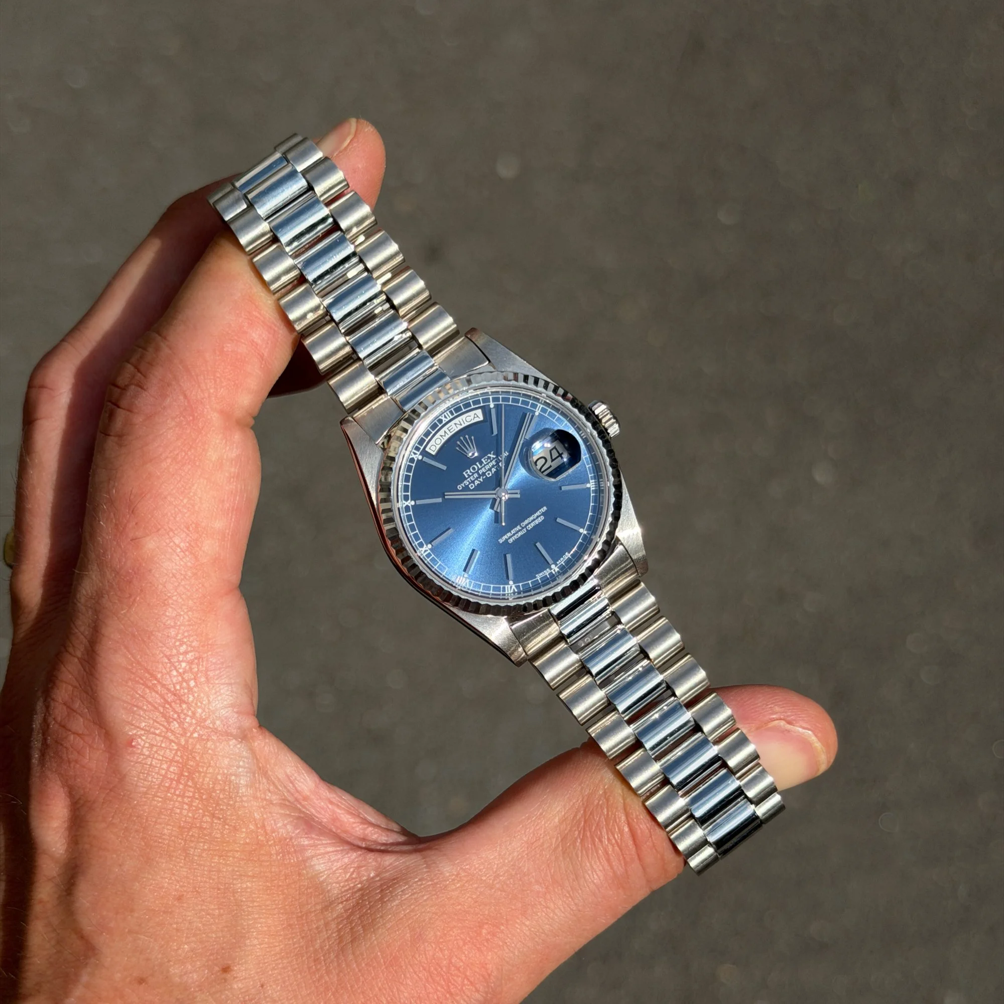 1999 Rolex Day Date 18K 18239 Blue "Sunray" Dial Fullset.jpg