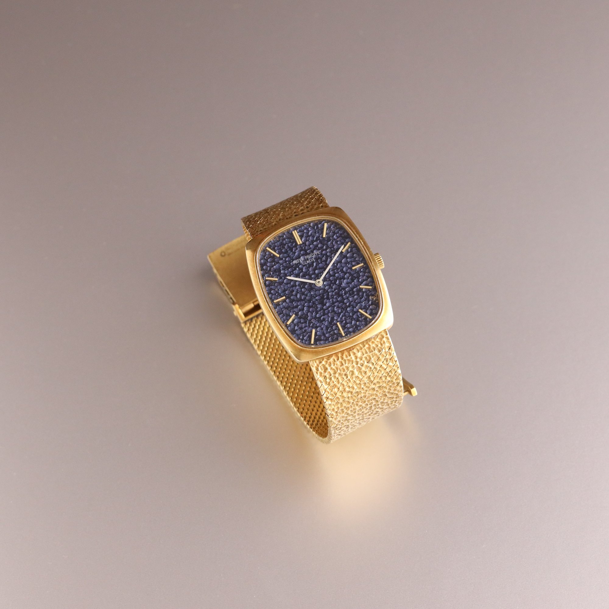 1970s Unpolished Patek Philippe Ellipse d'Or 18K 3567/1 Blue "Hammered" Dial