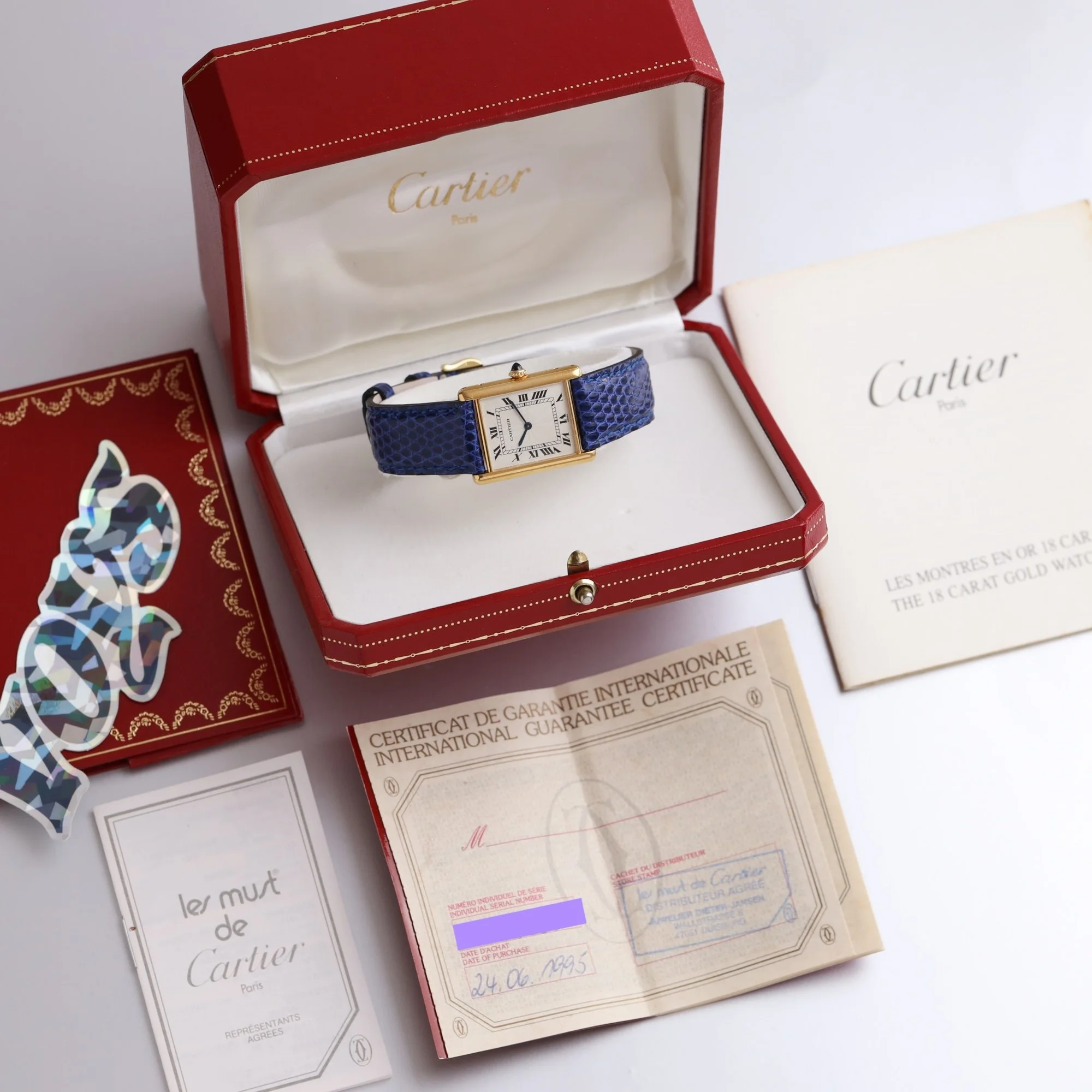1995 Unpolished Cartier Tank Louis 18K Extra Plate 96065 "Flinqué" Dial Fullset + New Service.jpg