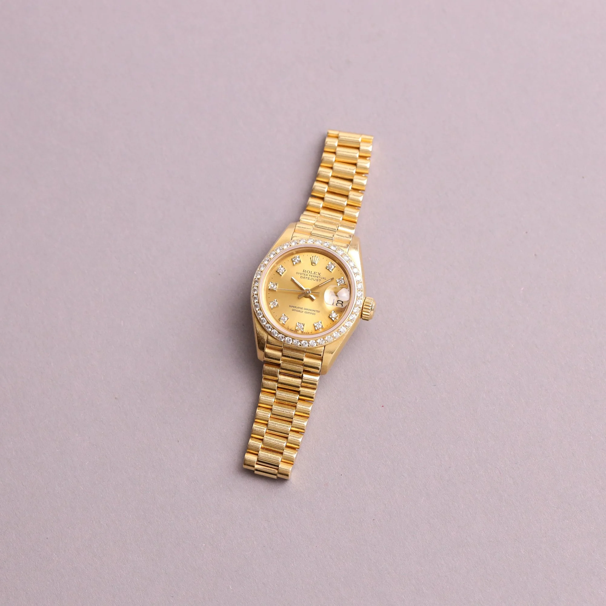 1992 Unpolished Rolex Lady Datejust 18K 69178 Factory "Diamond" Dial Mega Fullset