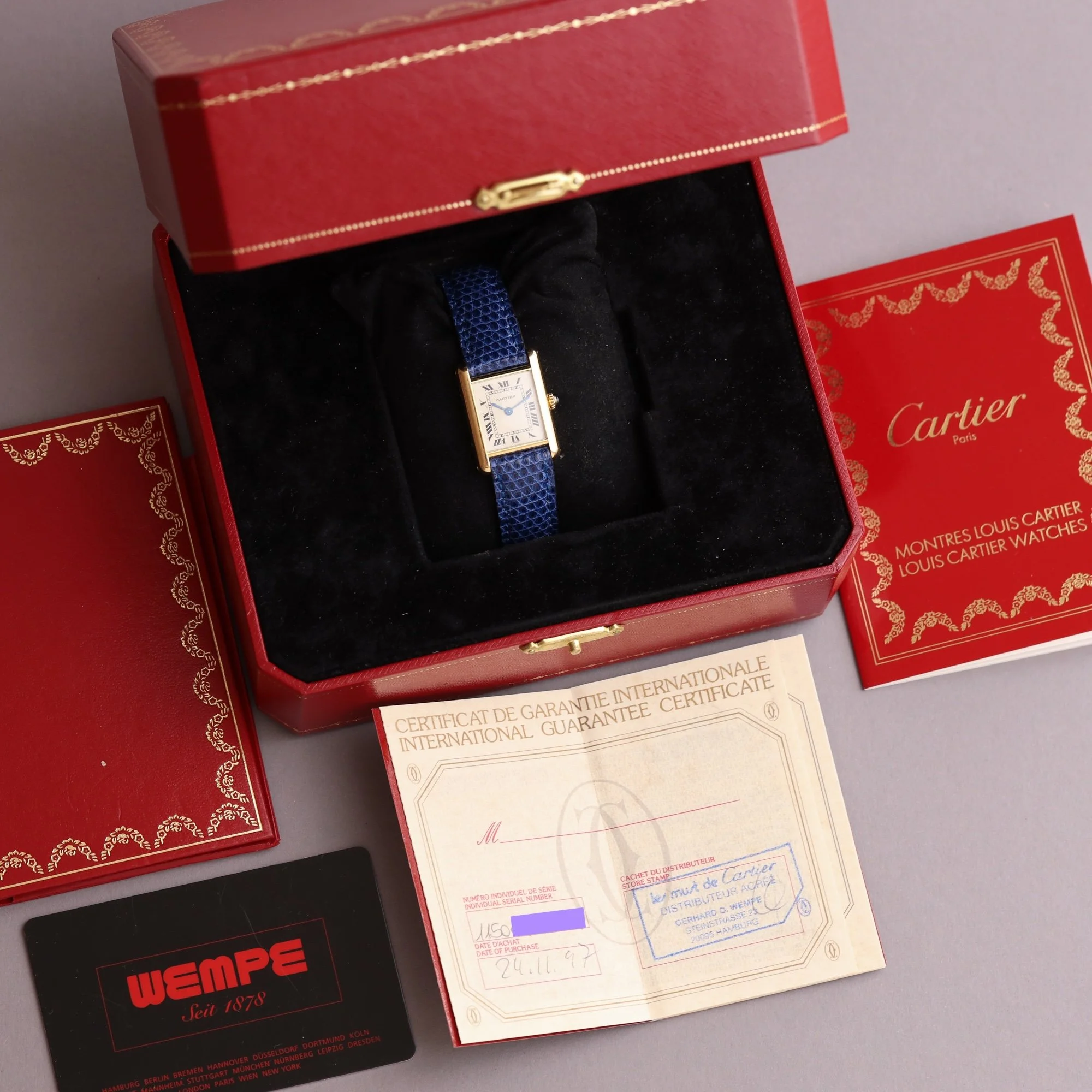 1997 Unpolished Cartier Tank Louis 18K Small Model 1150 Fullset.jpg