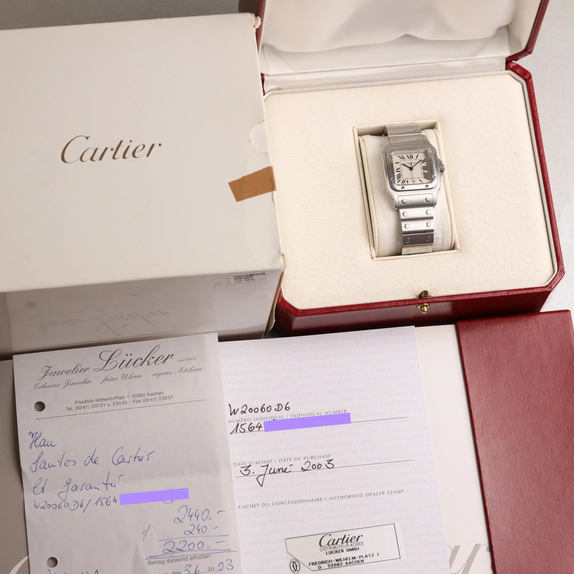 2003 Unpolished Cartier Santos Galbée Large Model 1564 "Ivory" Dial Mega Fullset.jpg