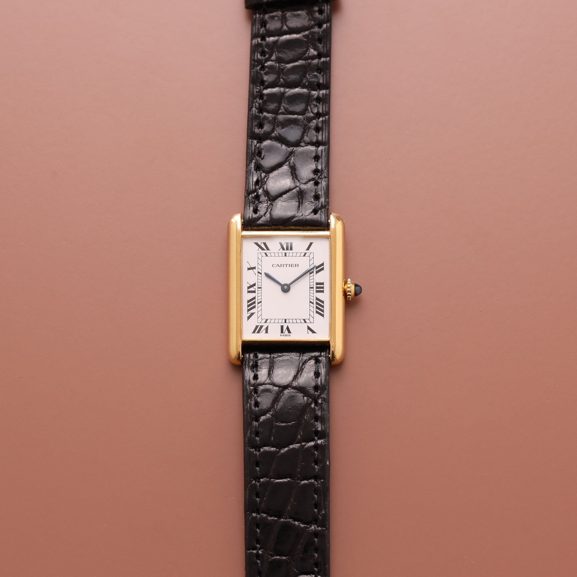 [ON HOLD] 1979 Mint Cartier Tank Louis 18K 78086 "Paris" Dial Fullset + New Service