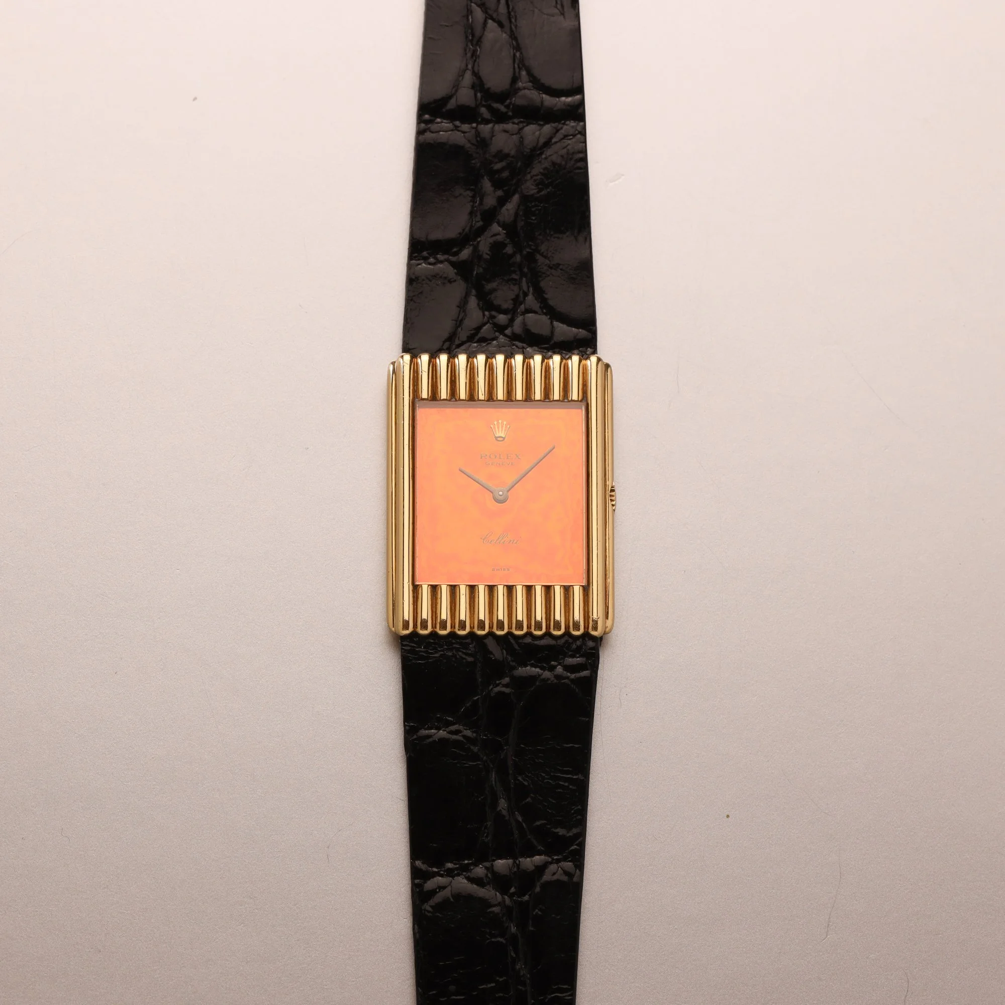 1975 Unpolished Rolex Cellini 18K 4016 Orange Tropical "Fire Ball" Dial + New Service